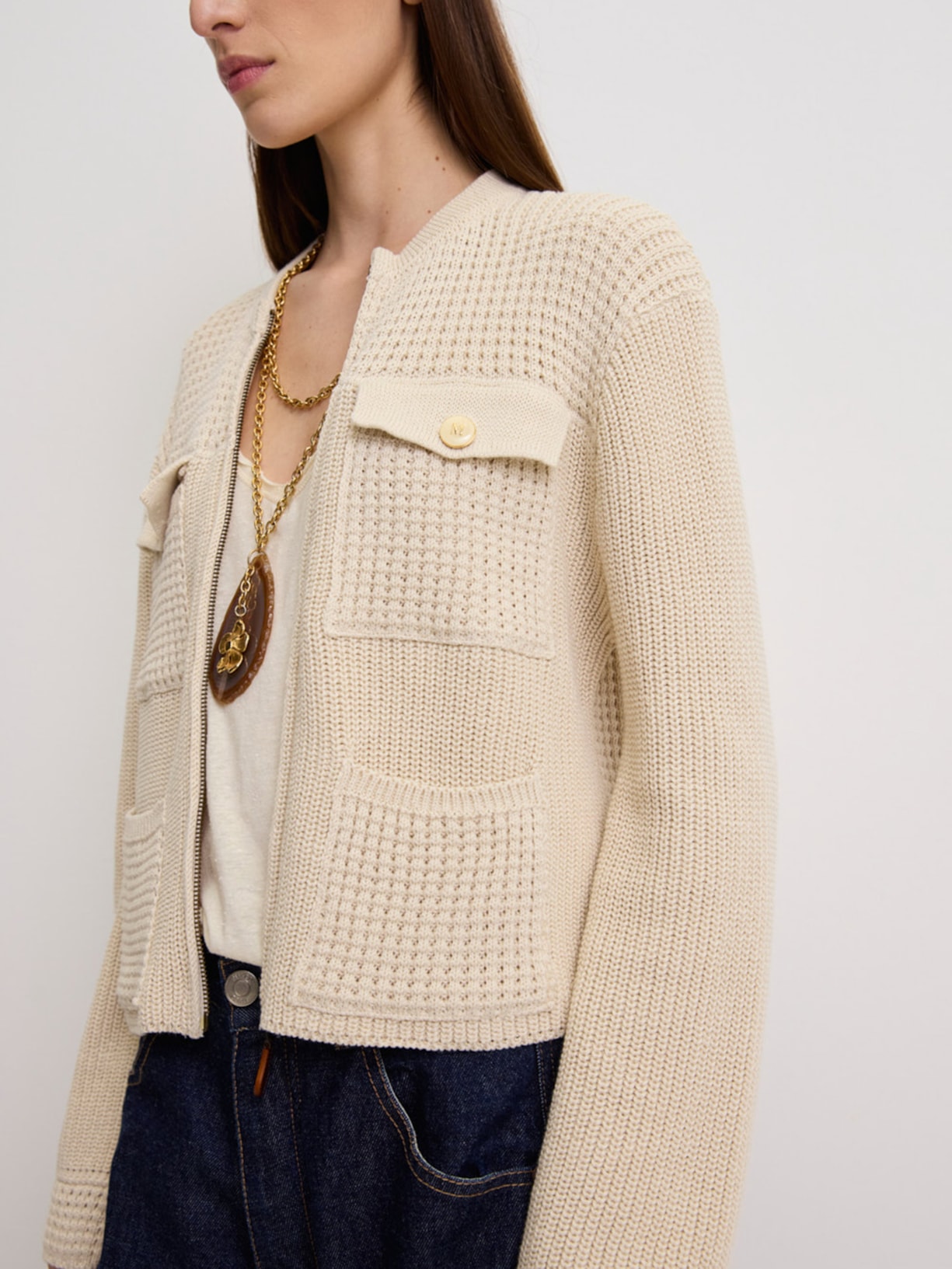 Casaco Feminino Tricot Geneve I26 Bege Mixed