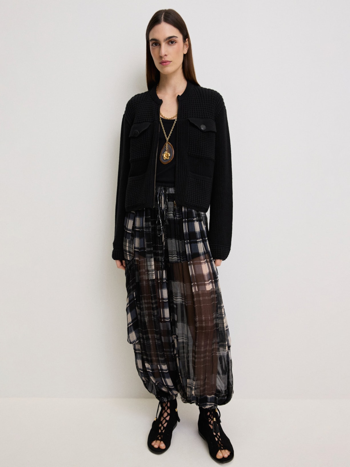 Casaco Feminino Tricot Geneve I26 Preto Mixed