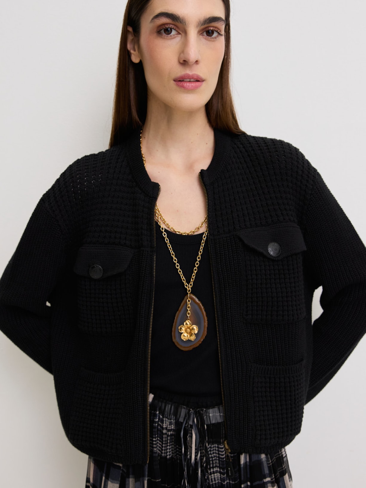 Casaco Feminino Tricot Geneve I26 Preto Mixed