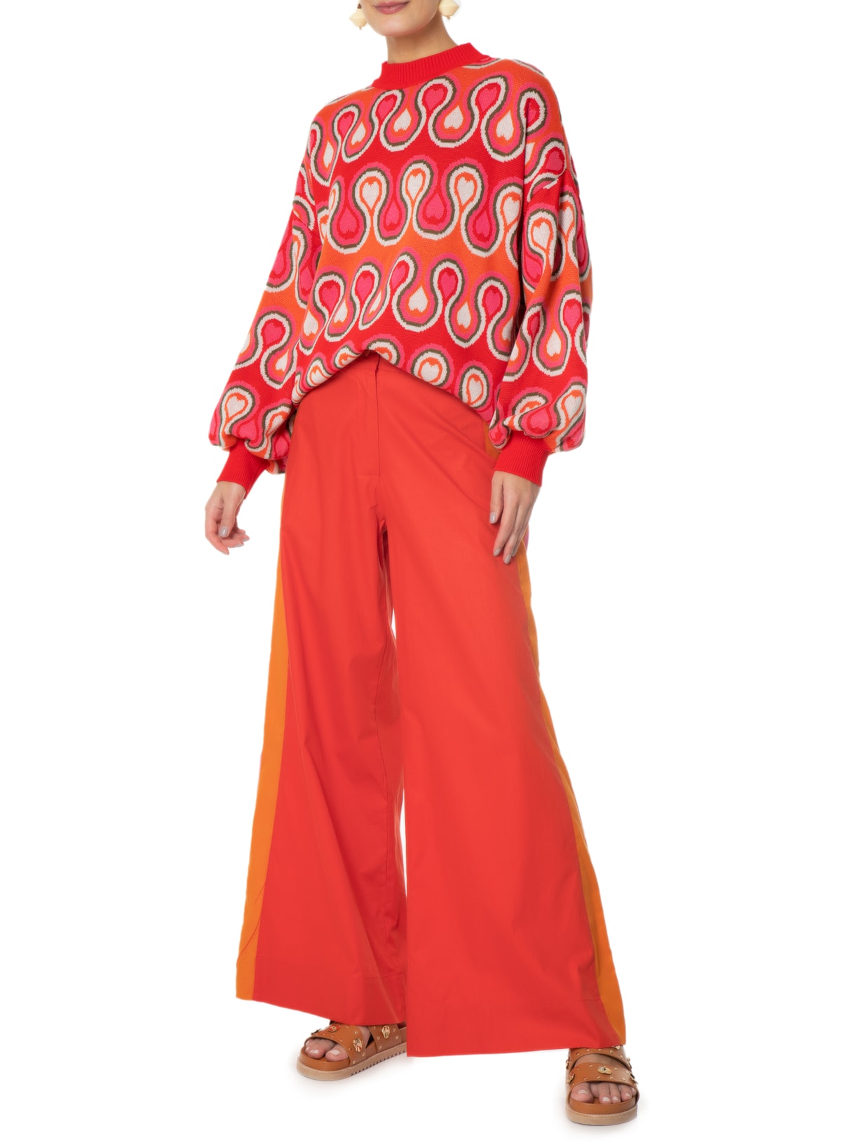 Casaco Feminino Tricot Jacquard Estampa Paixão Laranja Dress To