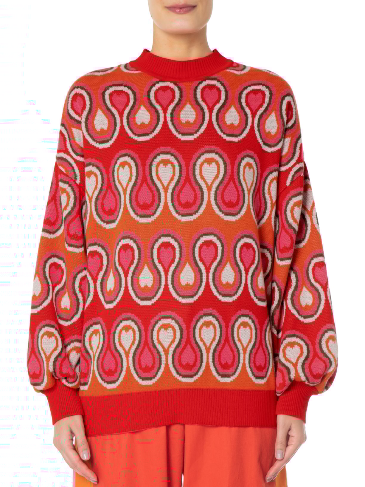 Casaco Feminino Tricot Jacquard Estampa Paixão Laranja Dress To