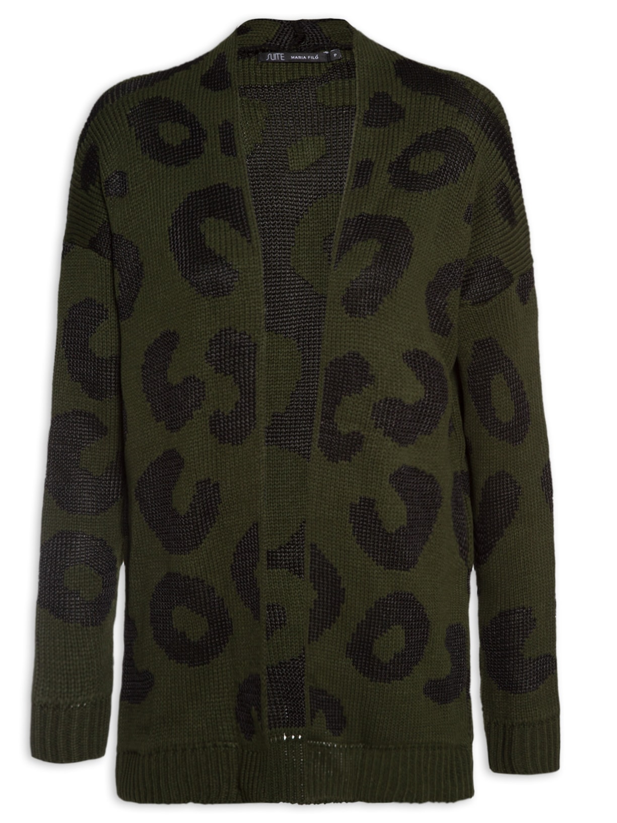 Casaco Feminino Tricot Jacquard Onça Animal Print Maria Filó