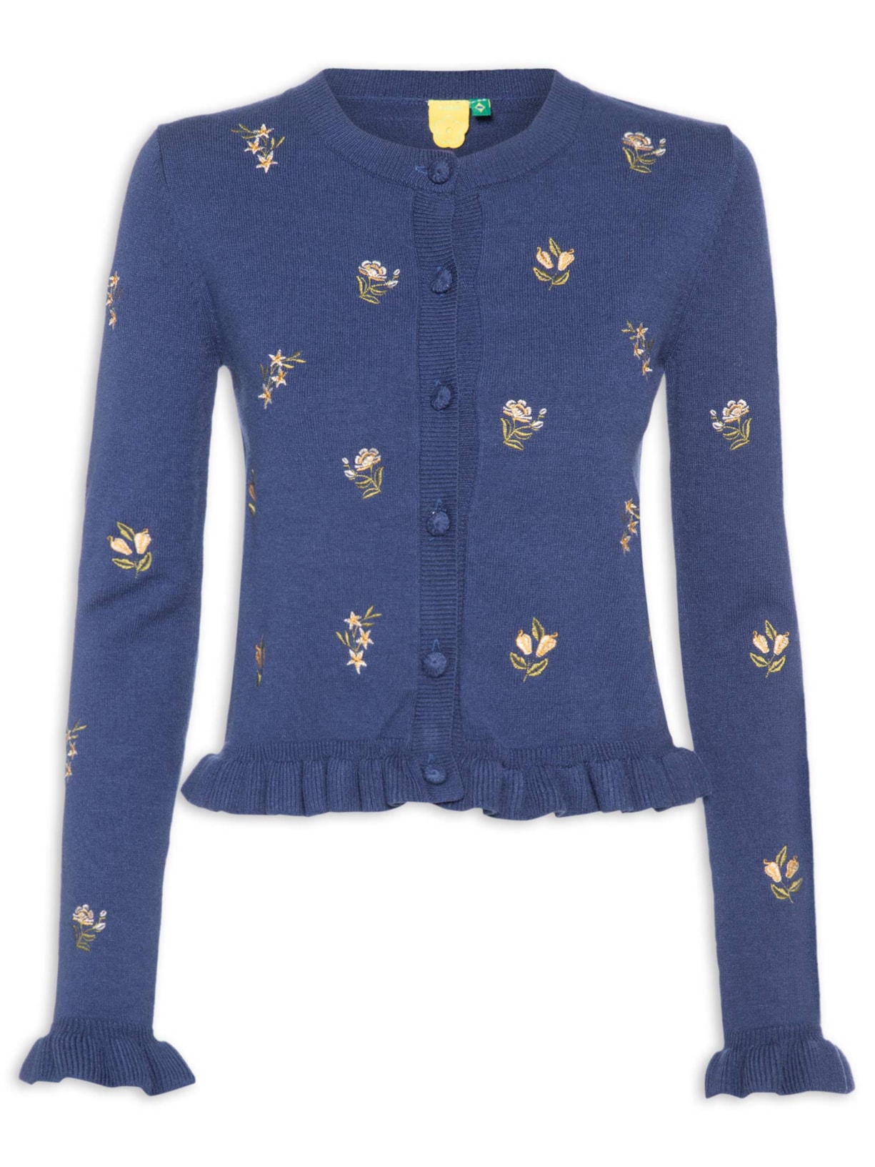Casaco Feminino Tricot Jardim de Azaleias - Azul