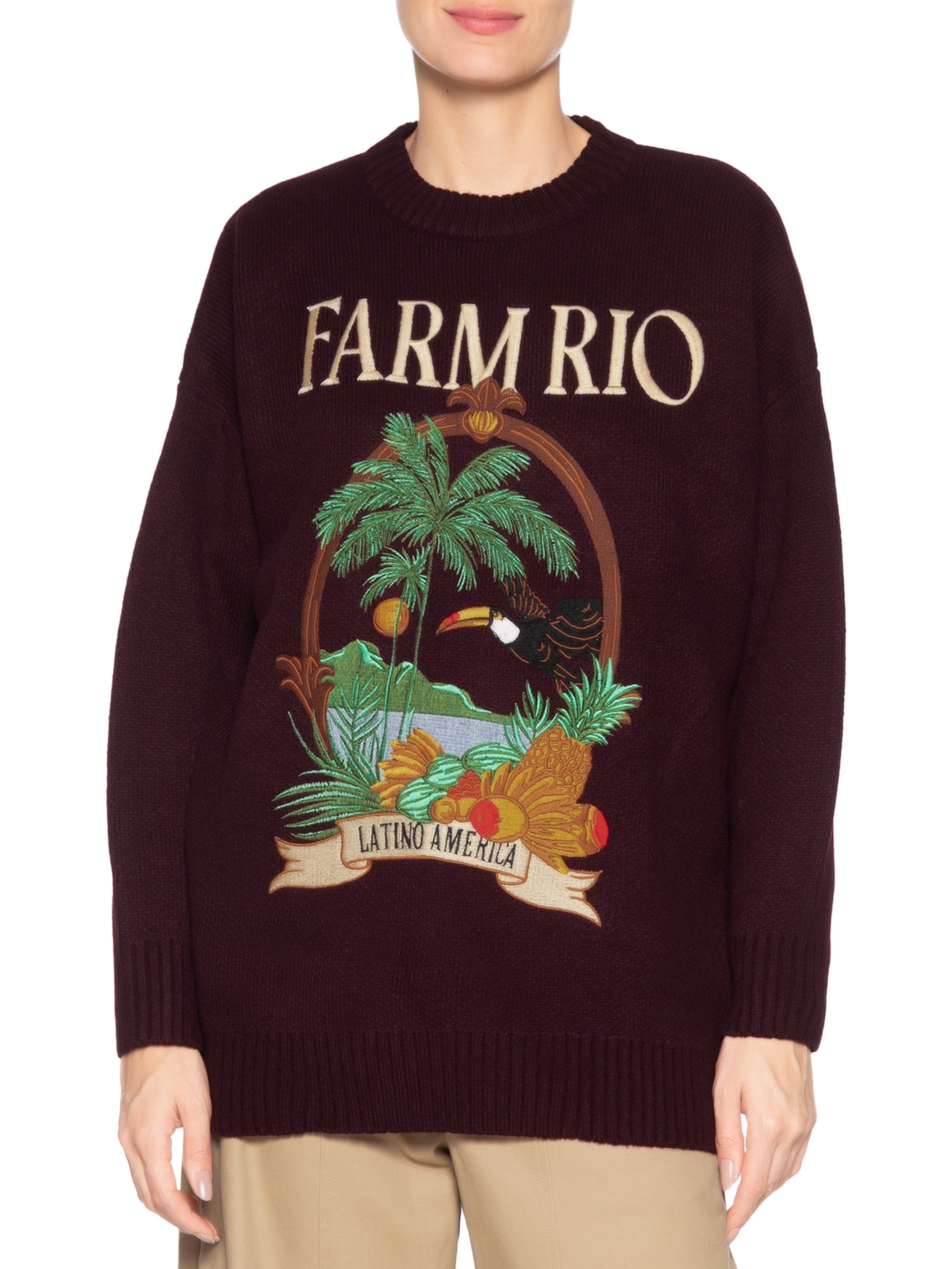 Casaco Feminino Tricot Latino América Marrom Farm