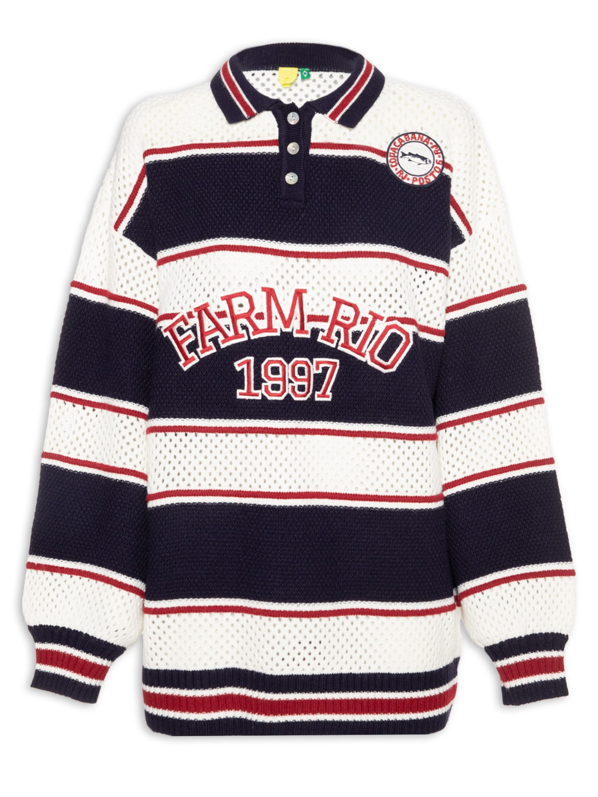 Casaco Feminino Tricot Listra Náutica Azul Farm