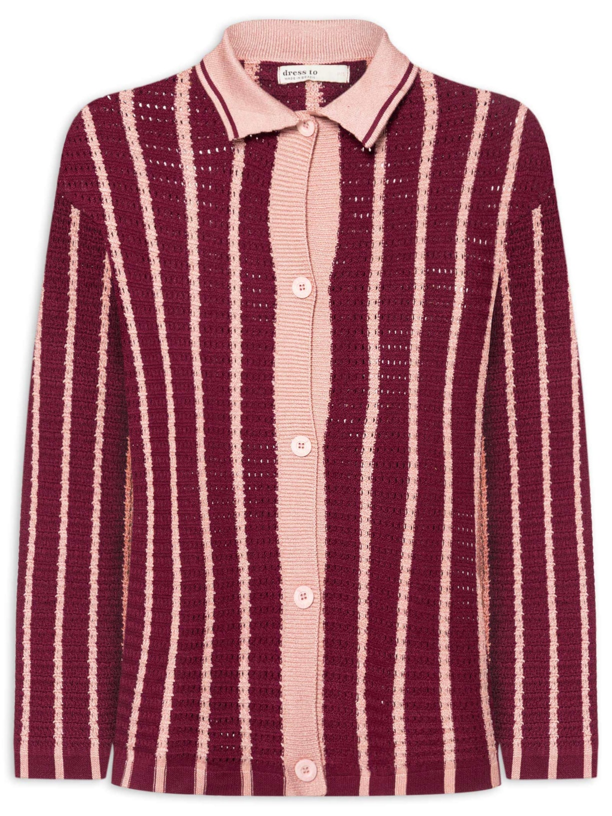 Casaco Feminino Tricot Listrado - Rosa