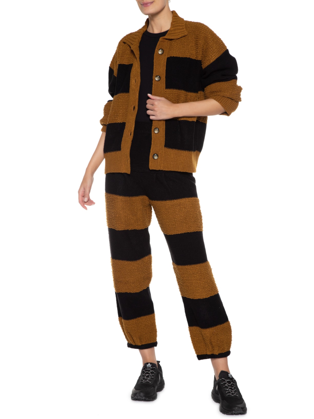 Casaco Feminino Tricot Marrom Animale