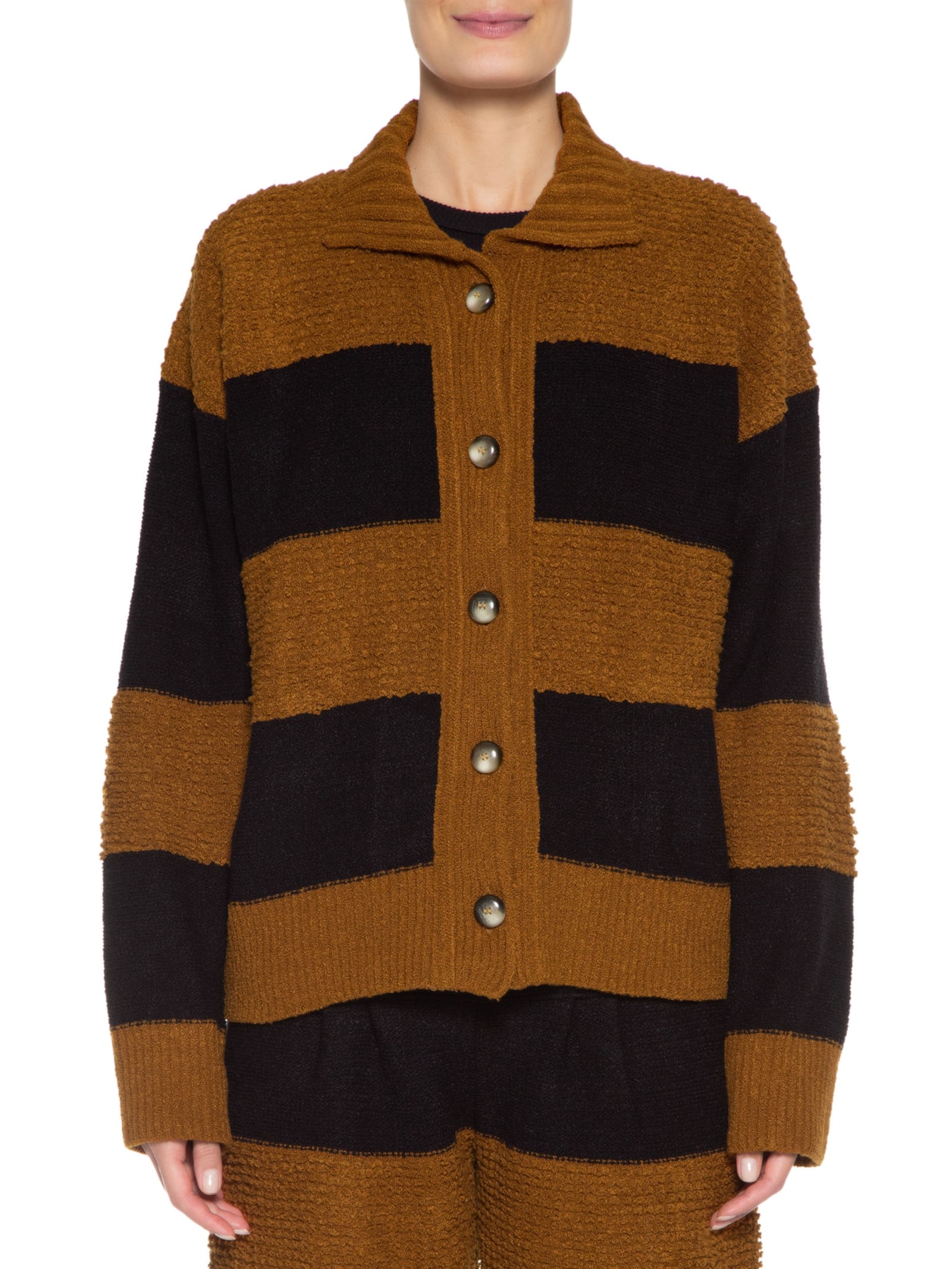 Casaco Feminino Tricot Marrom Animale