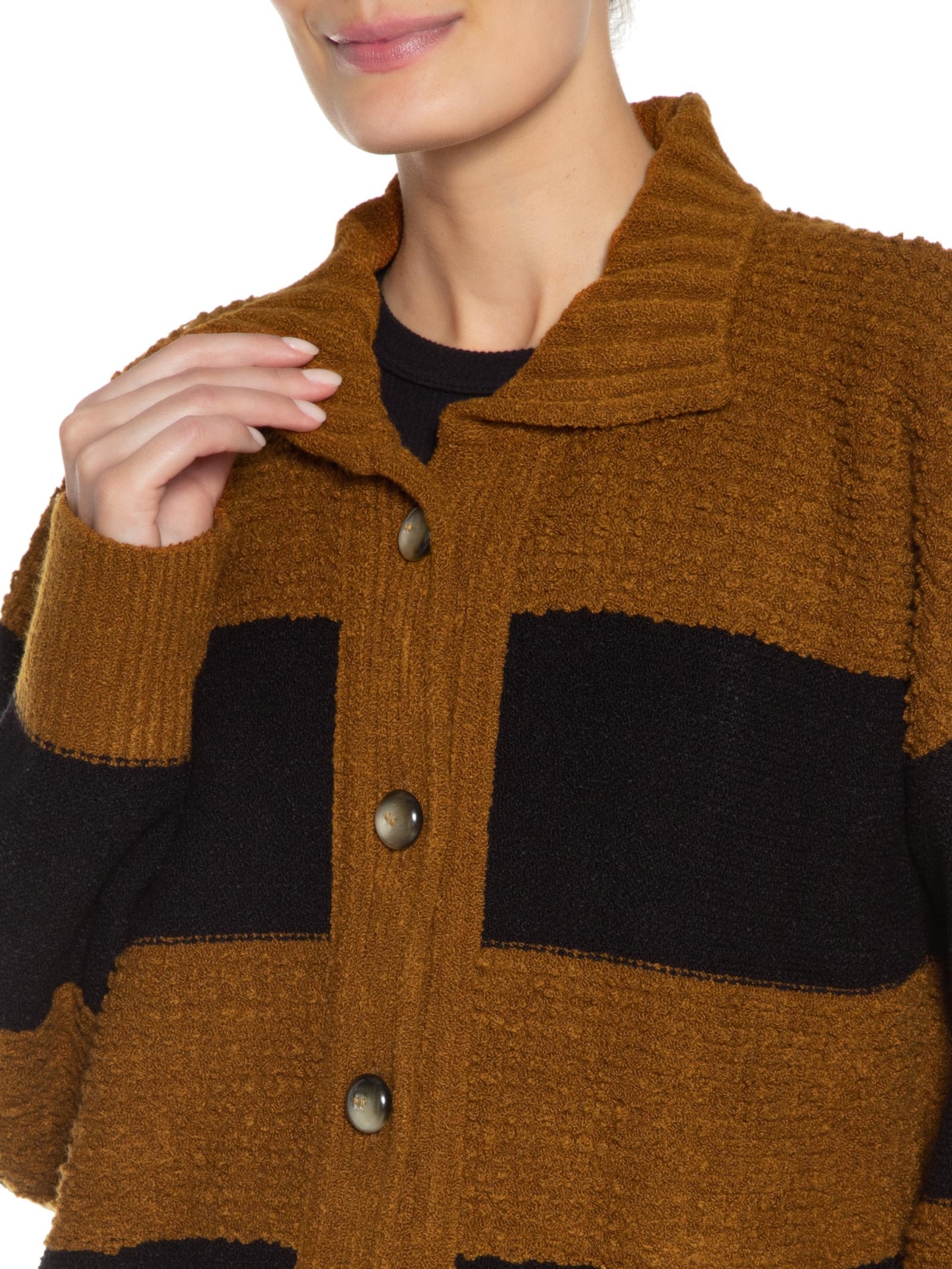 Casaco Feminino Tricot Marrom Animale