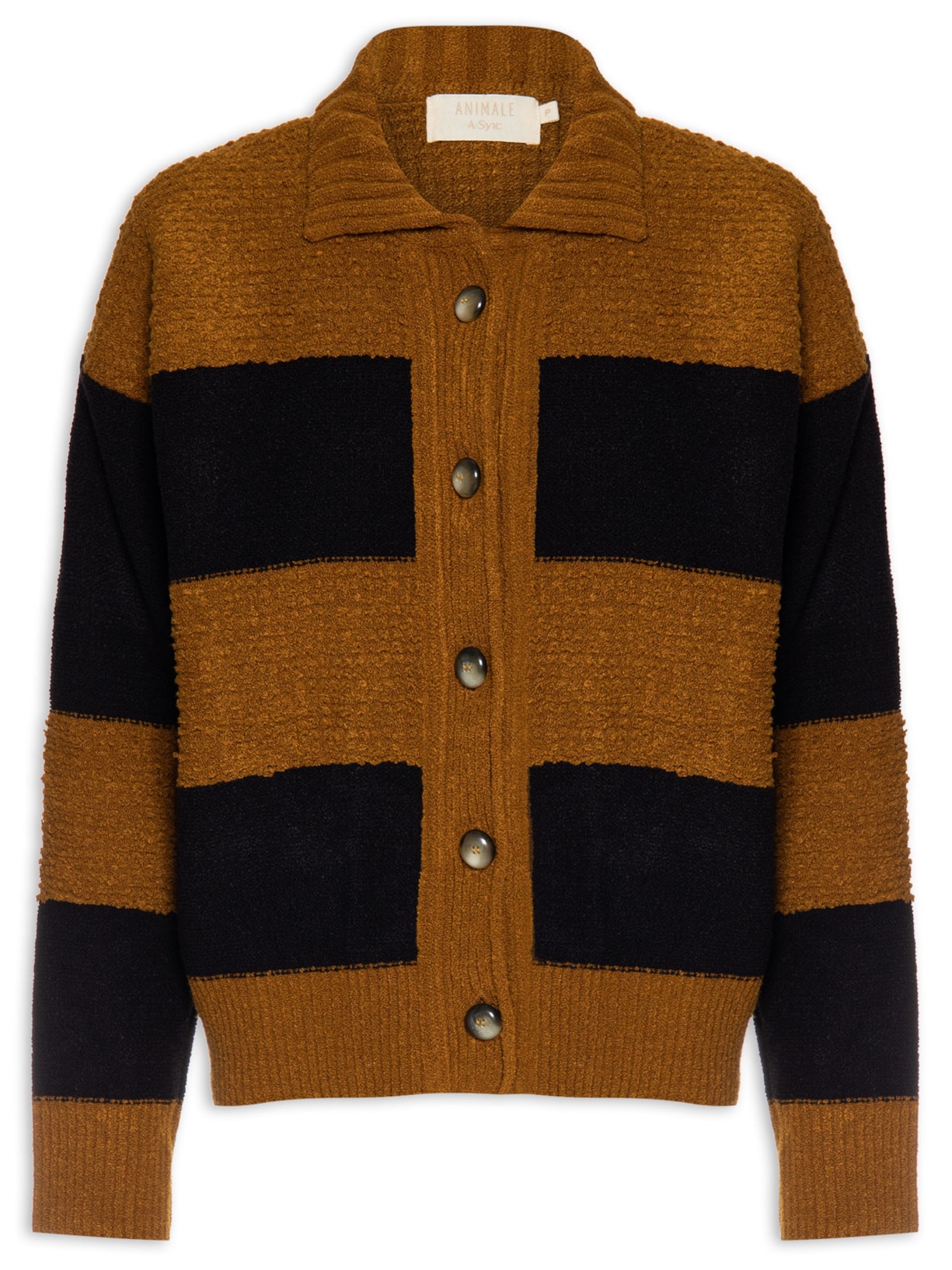 Casaco Feminino Tricot Marrom Animale