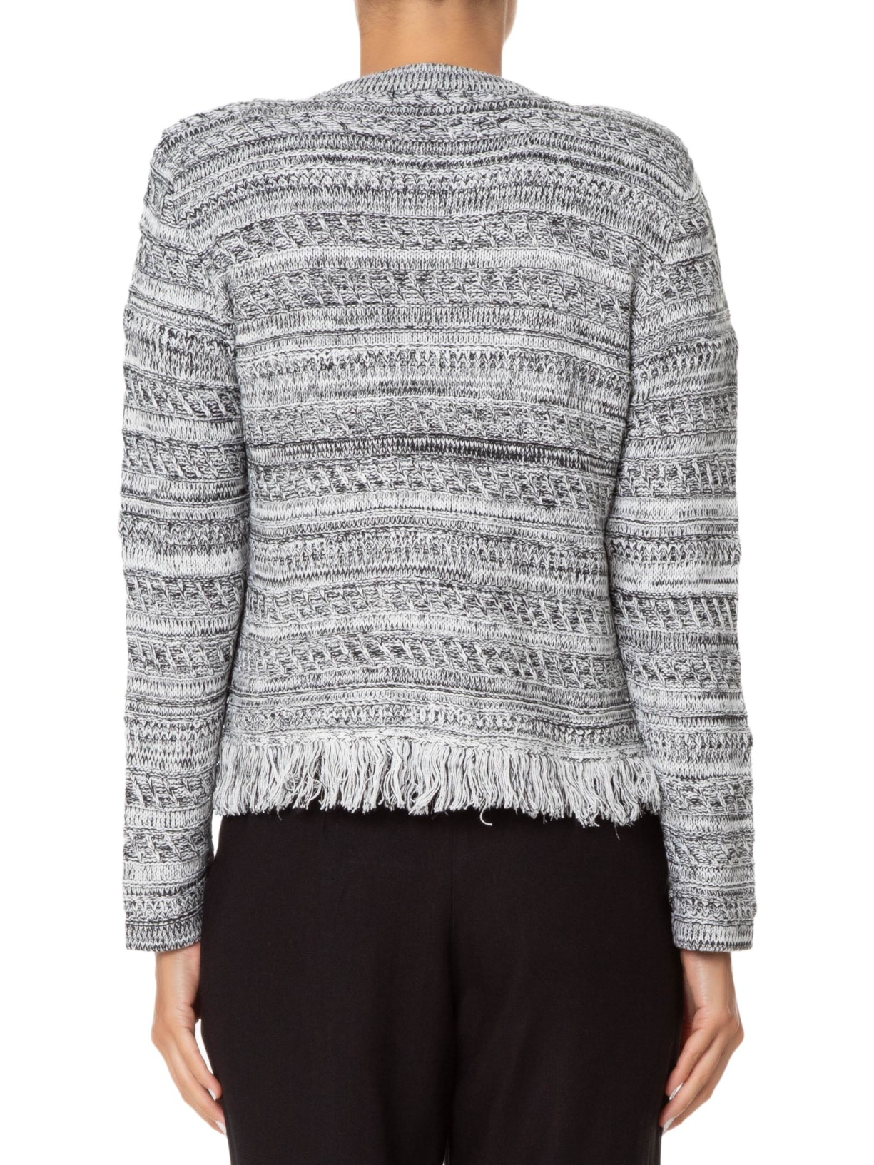 Casaco Feminino Tricot Mix De Fios Cinza Maria Filó