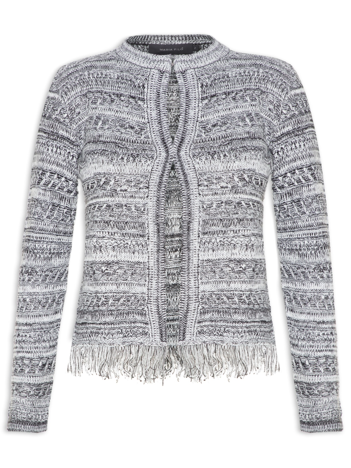 Casaco Feminino Tricot Mix De Fios Cinza Maria Filó