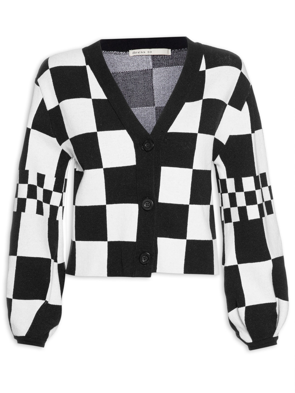 Casaco Feminino Tricot Mix Quadrado - Preto