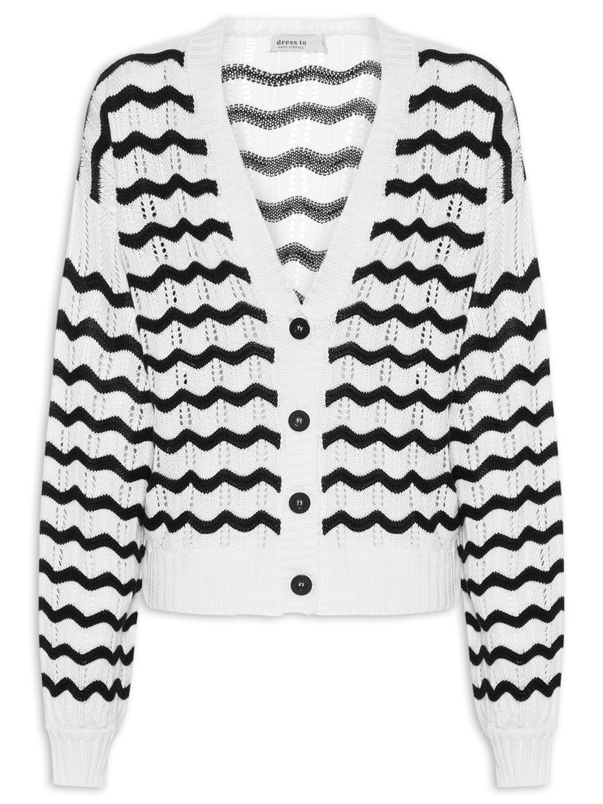 Casaco Feminino Tricot Ondas - Branco