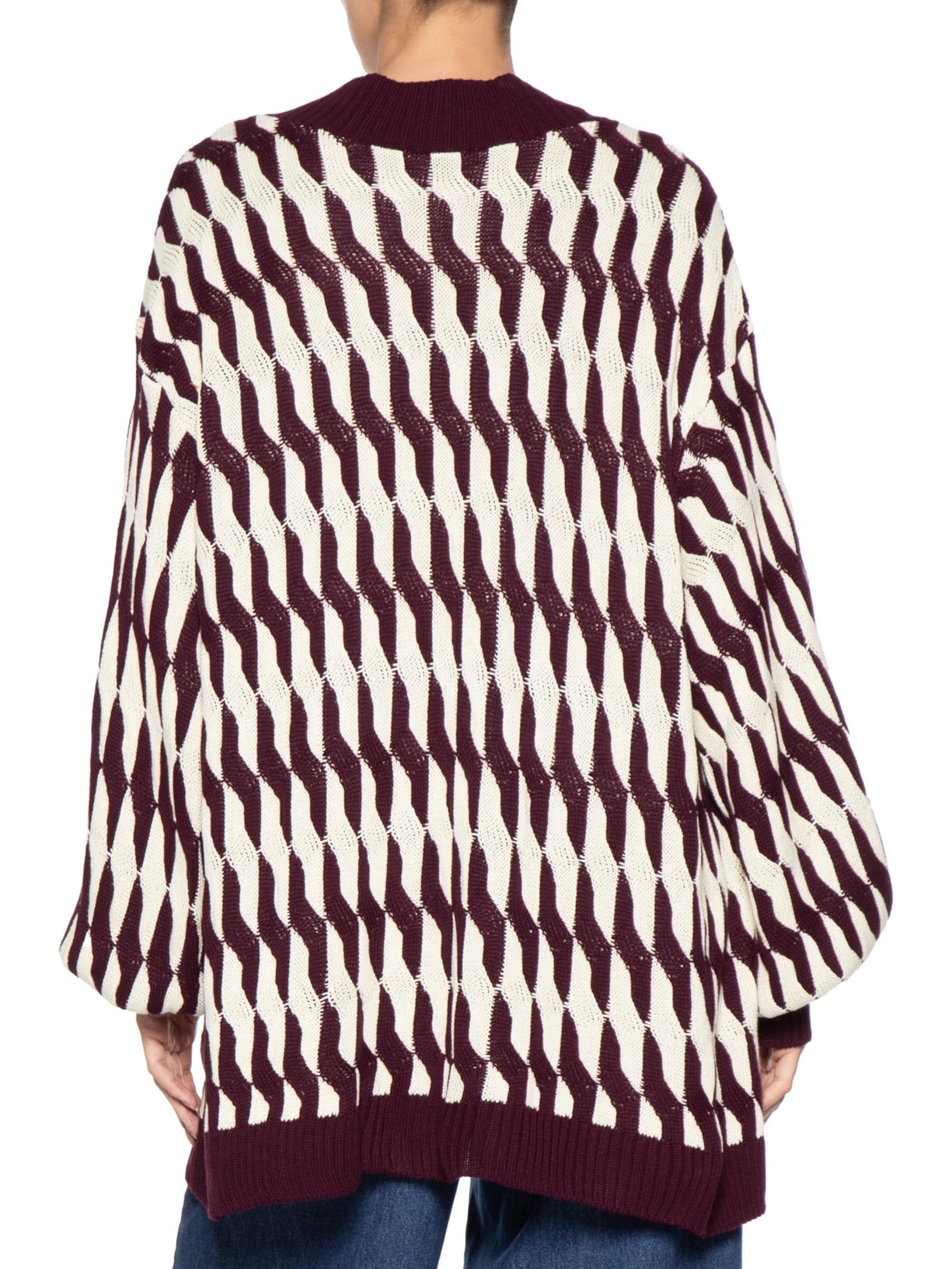 Casaco Feminino Tricot Ponto Relevo Bicolor Vermelho Dress To