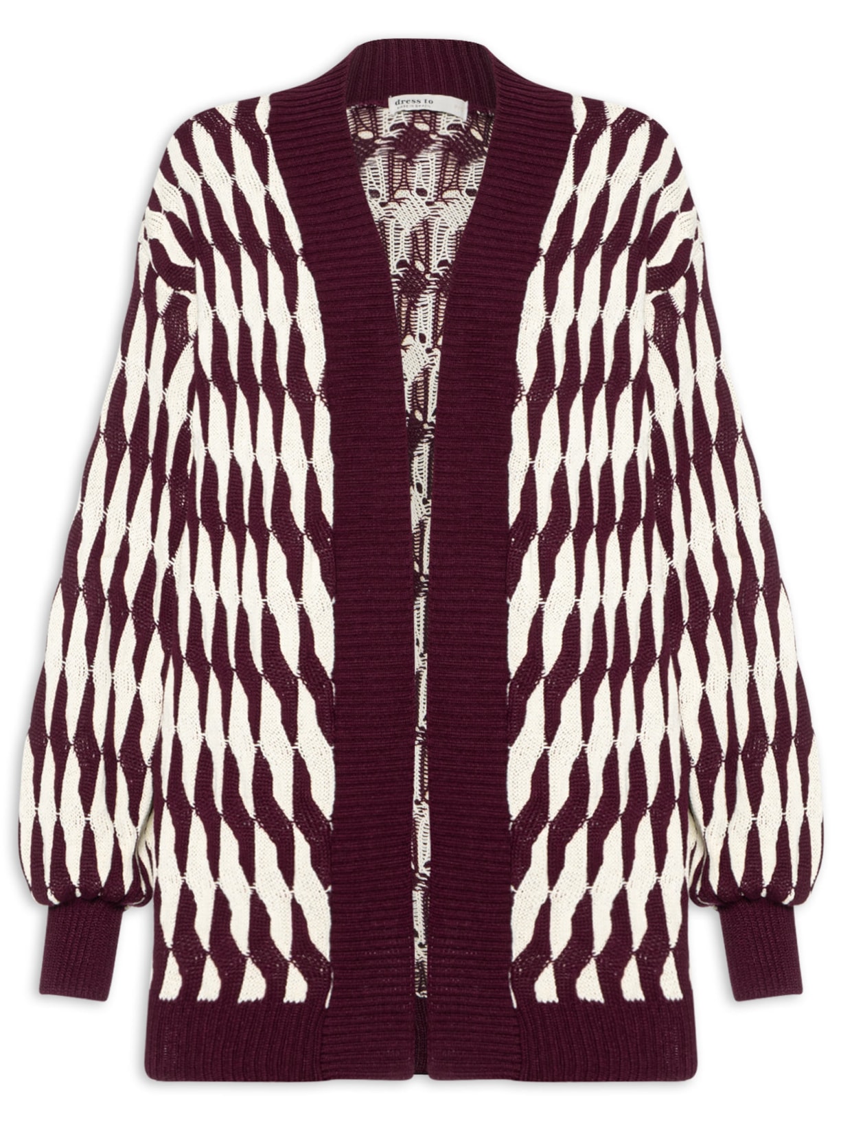 Casaco Feminino Tricot Ponto Relevo Bicolor - Vermelho