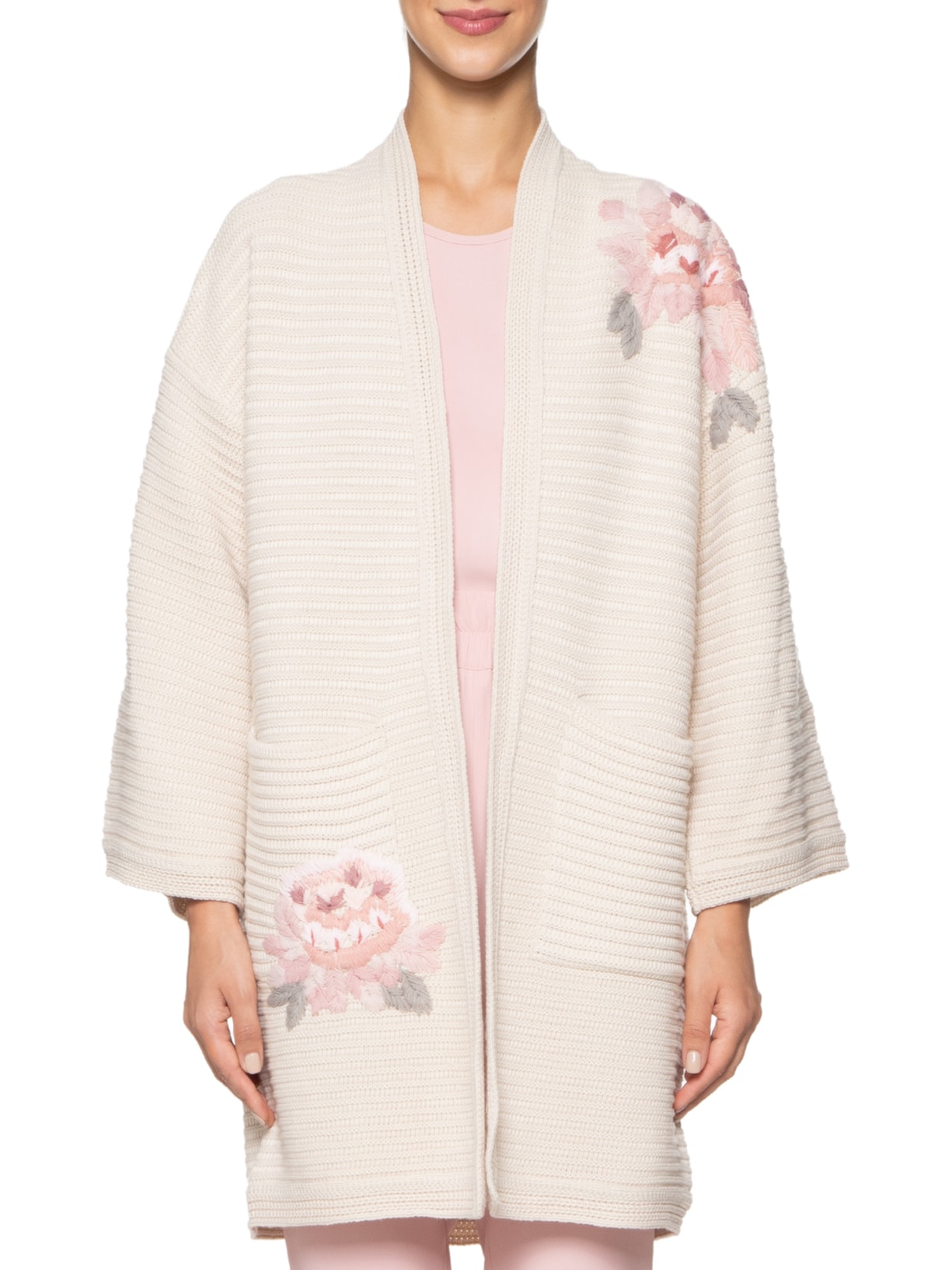 Casaco Feminino Tricot Rosas De Guadalupe Bege Mixed