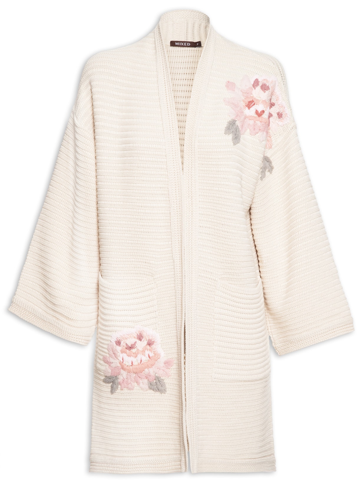 Casaco Feminino Tricot Rosas De Guadalupe Bege Mixed