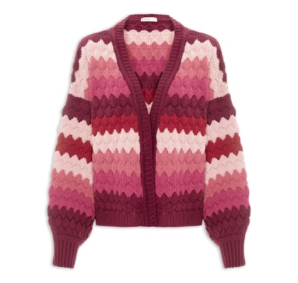 Casaco Feminino Tricot Texturizado Colorido – Rosa