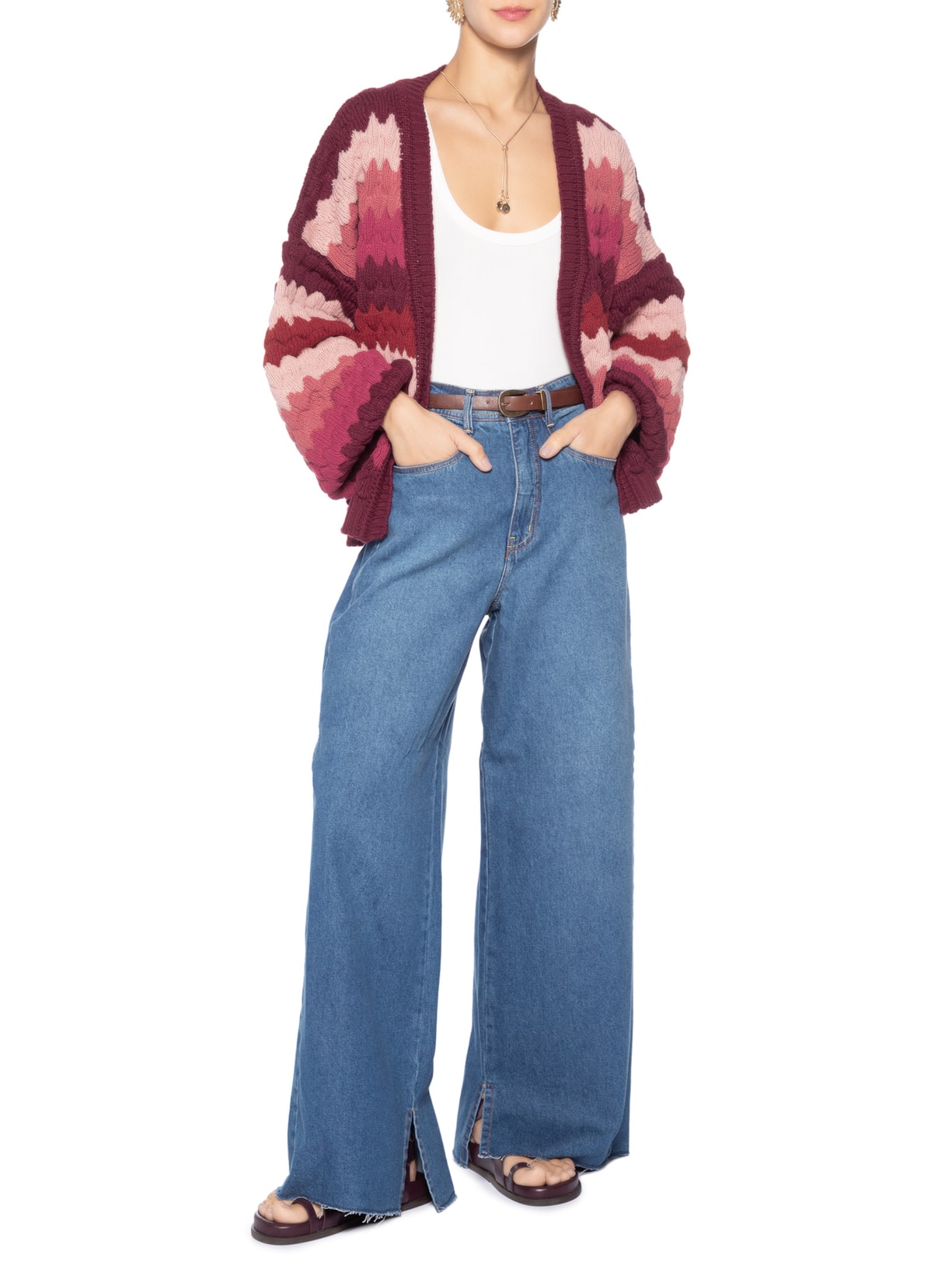 Casaco Feminino Tricot Texturizado Colorido – Rosa Dress To