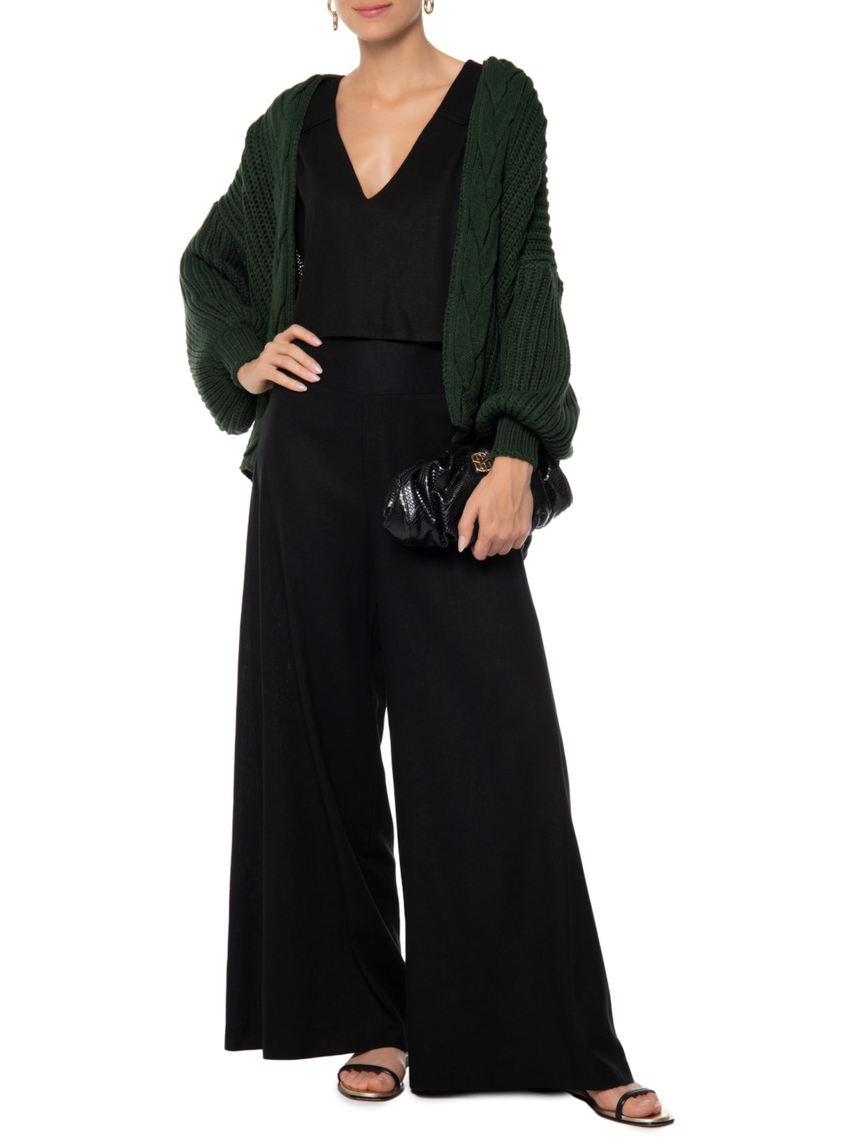 Casaco Feminino Tricot Trança Verde Maria Filó