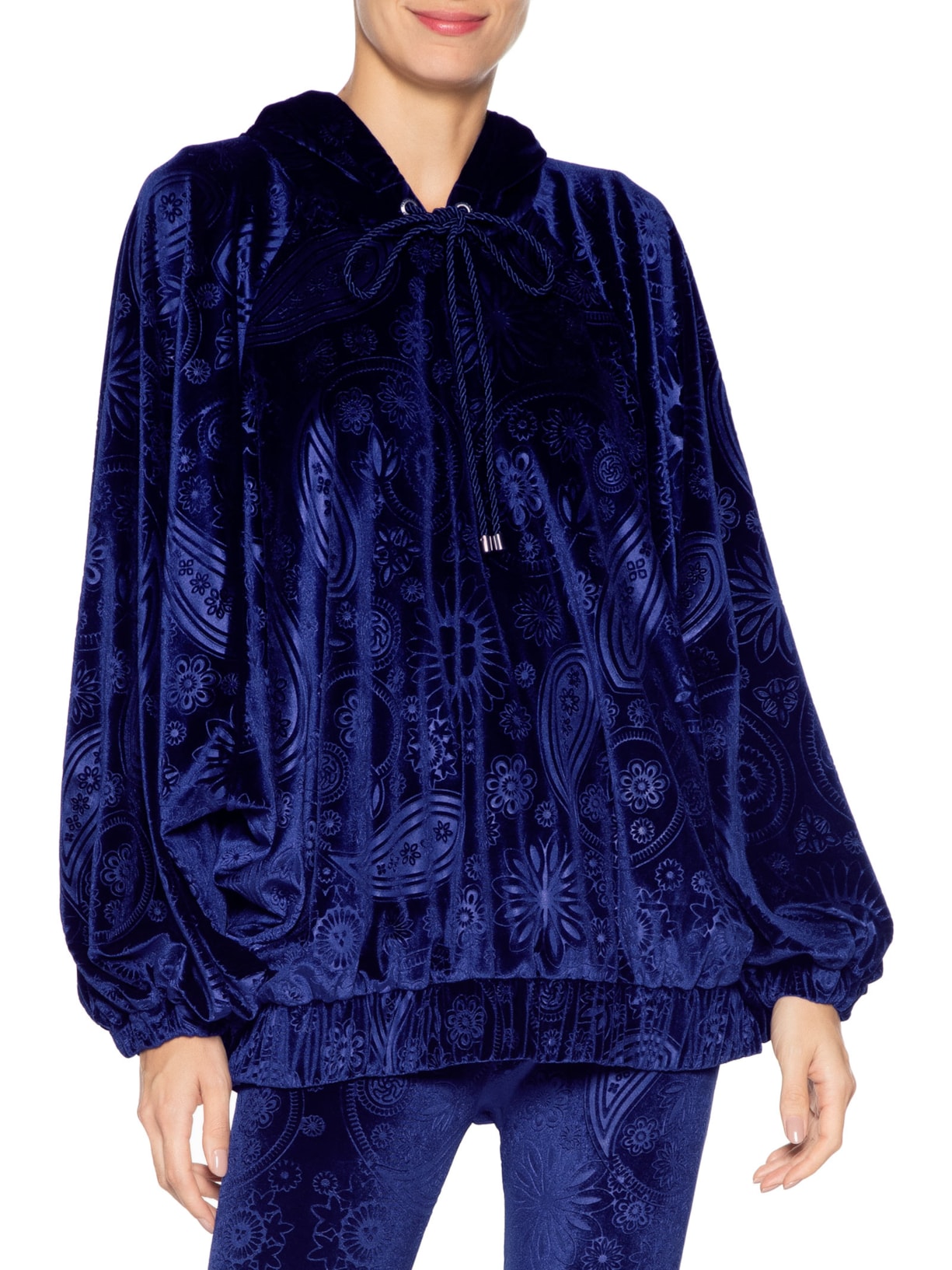 Casaco Feminino Veludo Stamp Azul Paula Raia