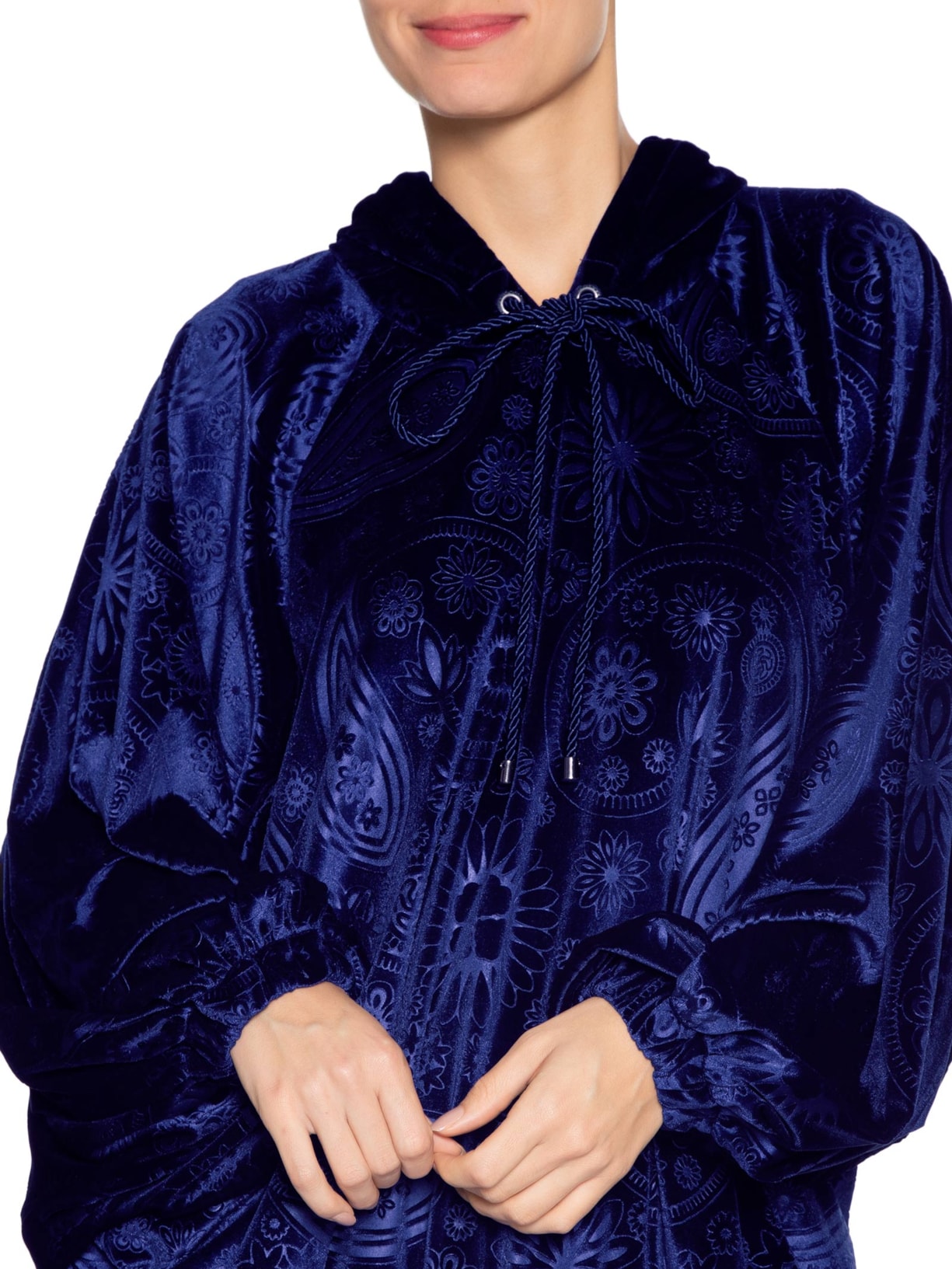 Casaco Feminino Veludo Stamp Azul Paula Raia