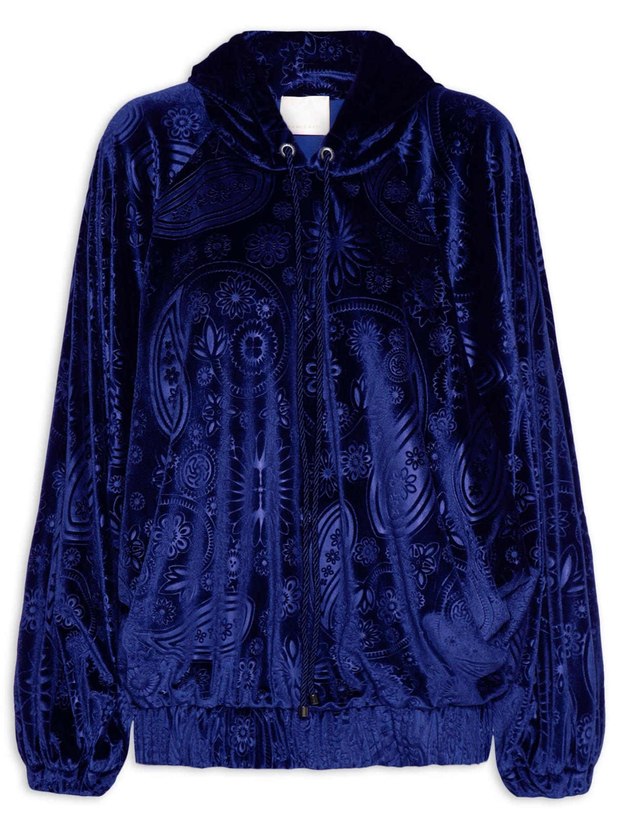 Casaco Feminino Veludo Stamp Azul Paula Raia