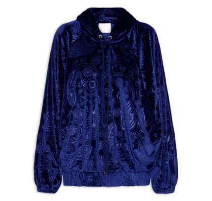 Casaco Feminino Veludo Stamp - Azul