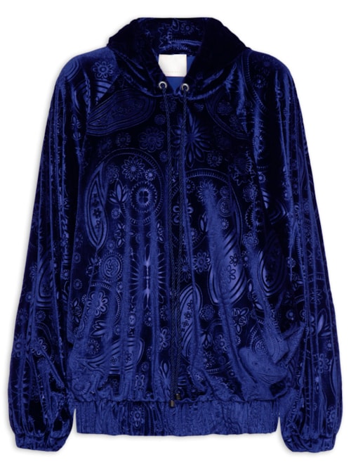 Casaco Feminino Veludo Stamp - Azul