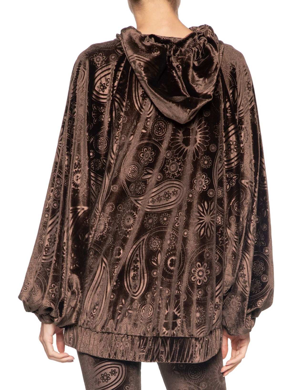 Casaco Feminino Veludo Stamp Marrom Paula Raia