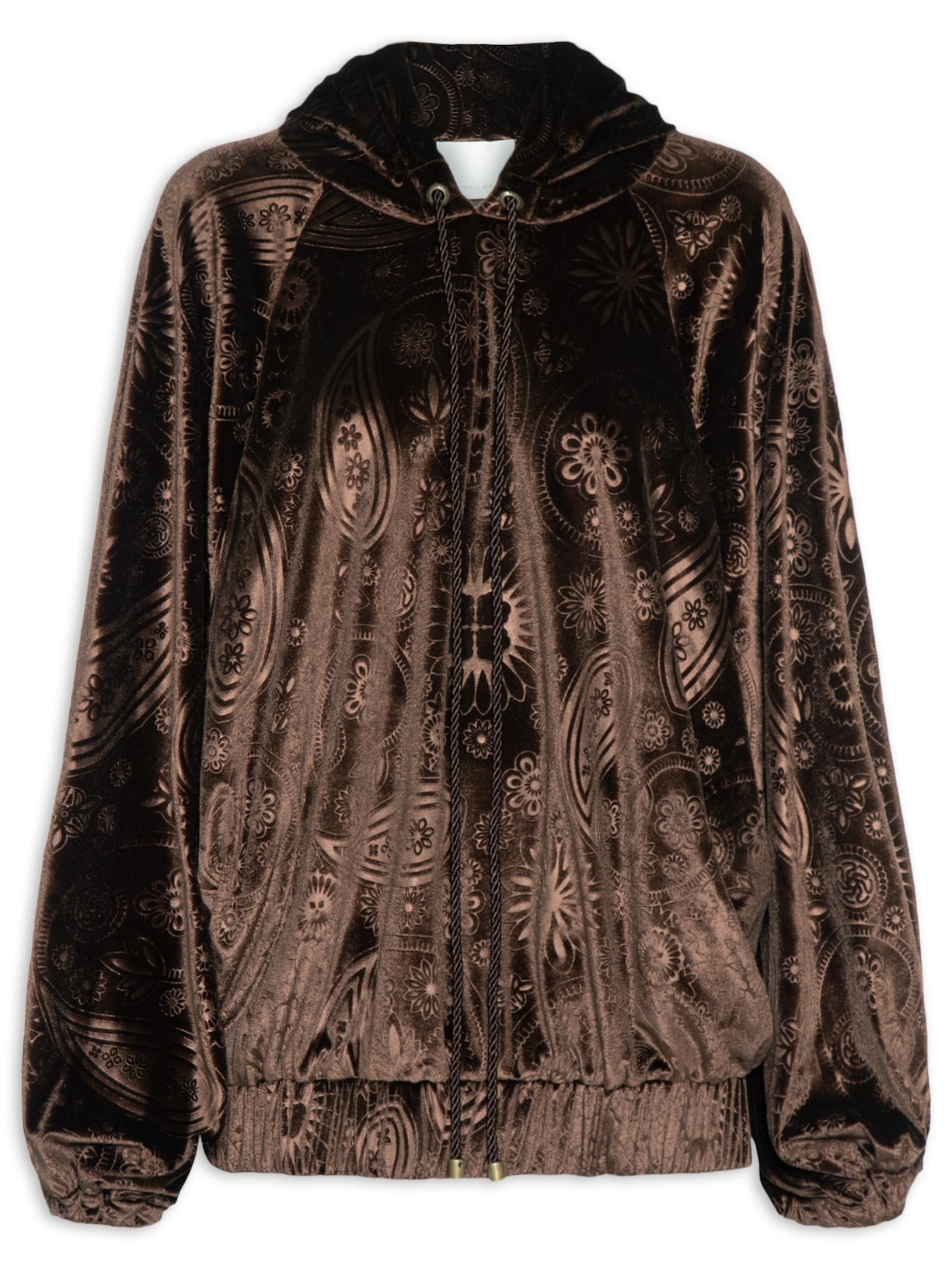 Casaco Feminino Veludo Stamp Marrom Paula Raia