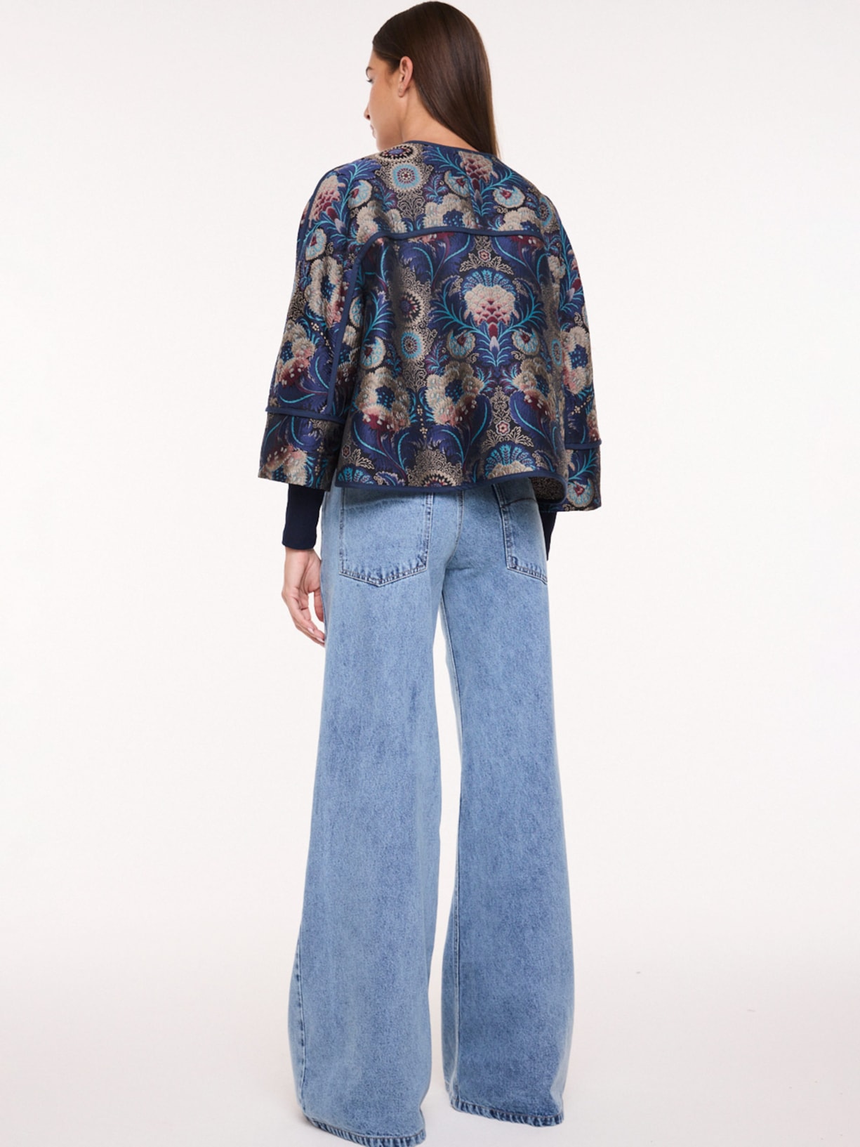 Casaco Feminino Wallpaper Jacard I26 Azul Mixed