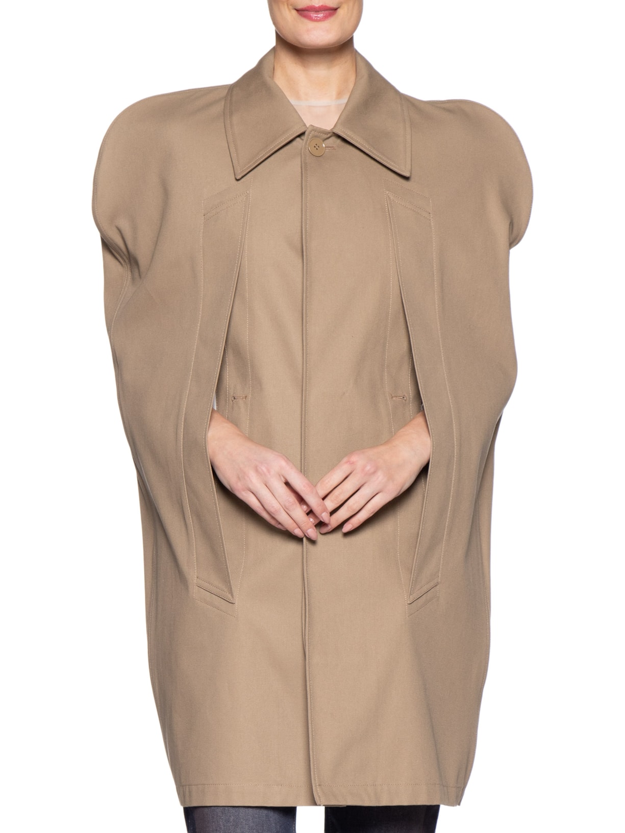 Casaco Feminino Waterproof Cotton Cape Bege Mm6 Maison Margiela