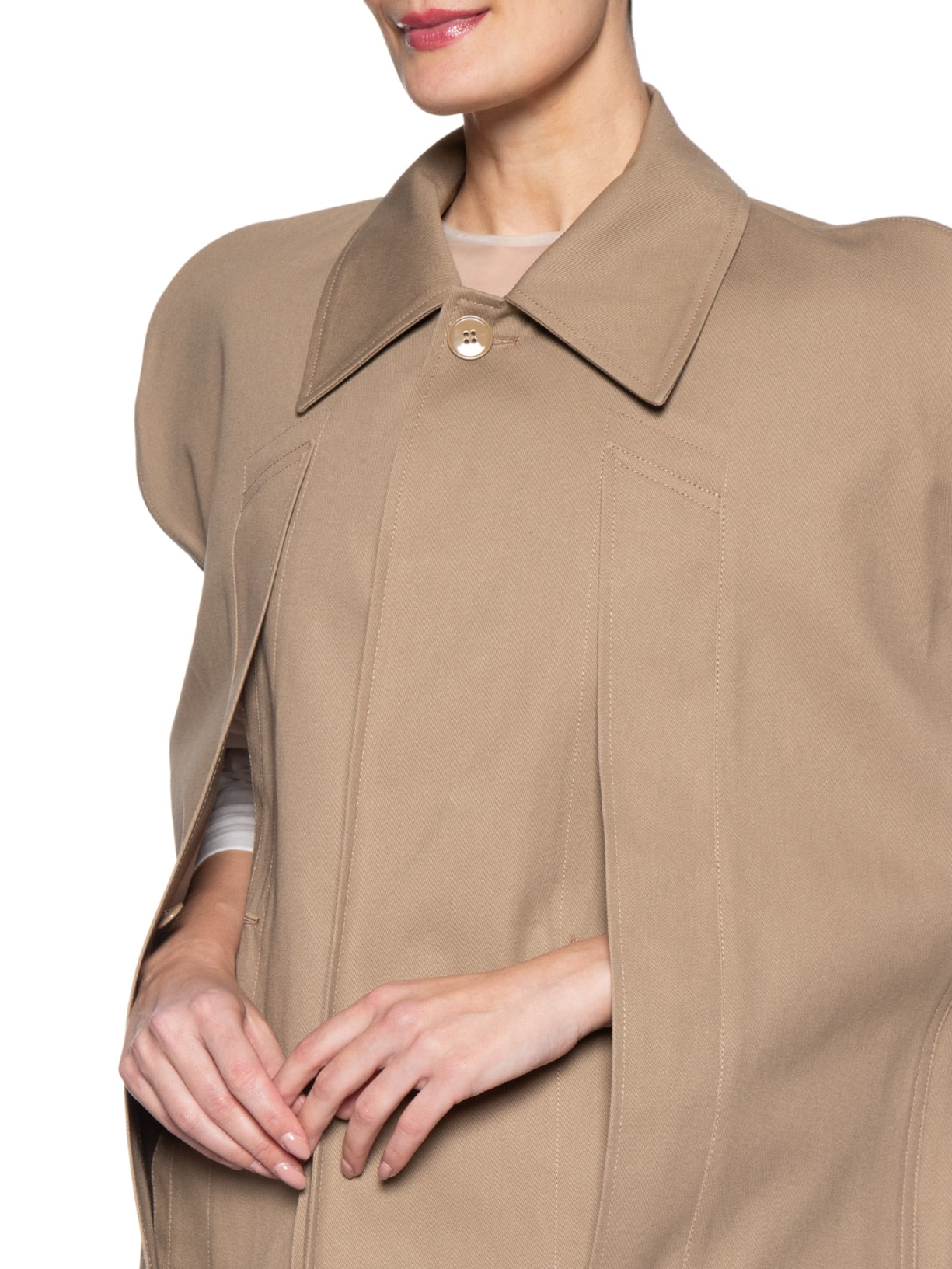 Casaco Feminino Waterproof Cotton Cape Bege Mm6 Maison Margiela