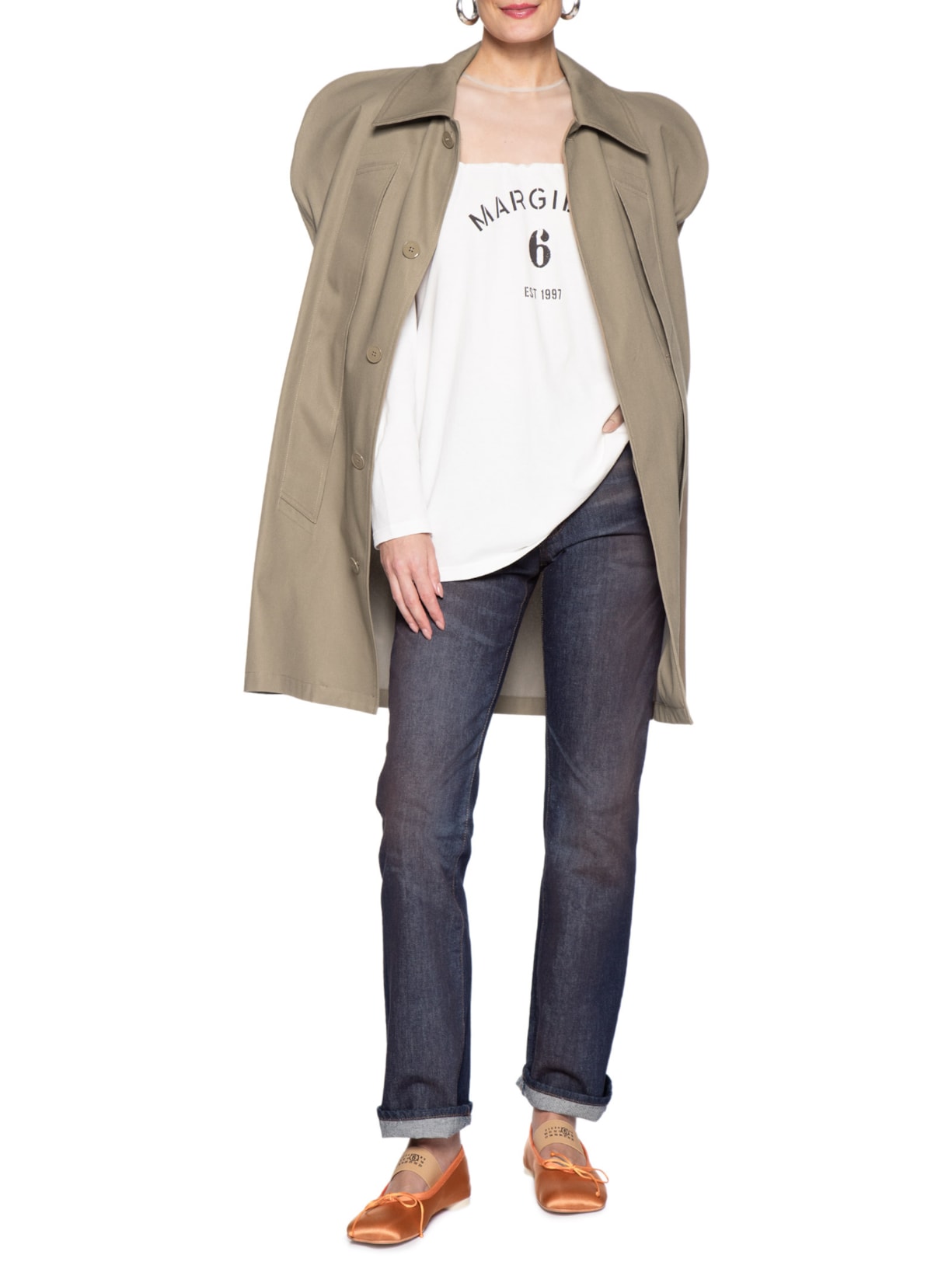 Casaco Feminino Waterproof Cotton Cape Bege Mm6 Maison Margiela
