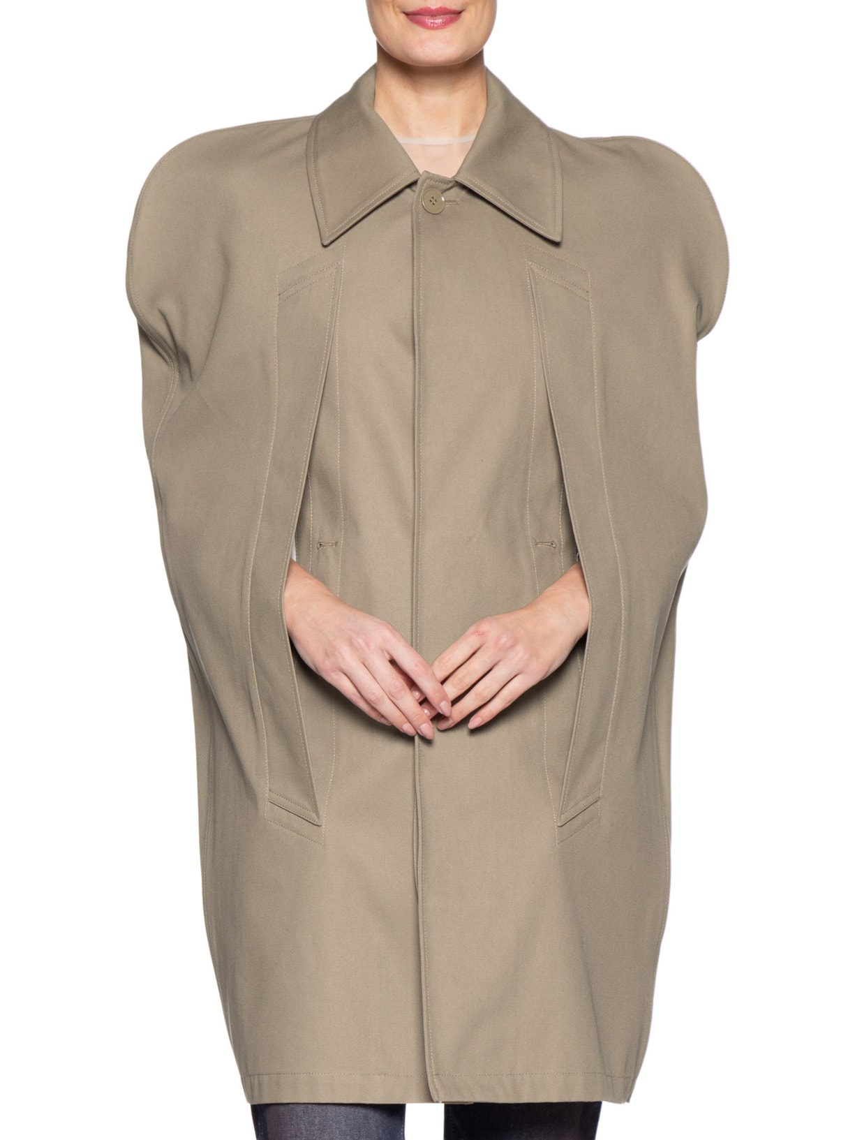 Casaco Feminino Waterproof Cotton Cape Bege Mm6 Maison Margiela
