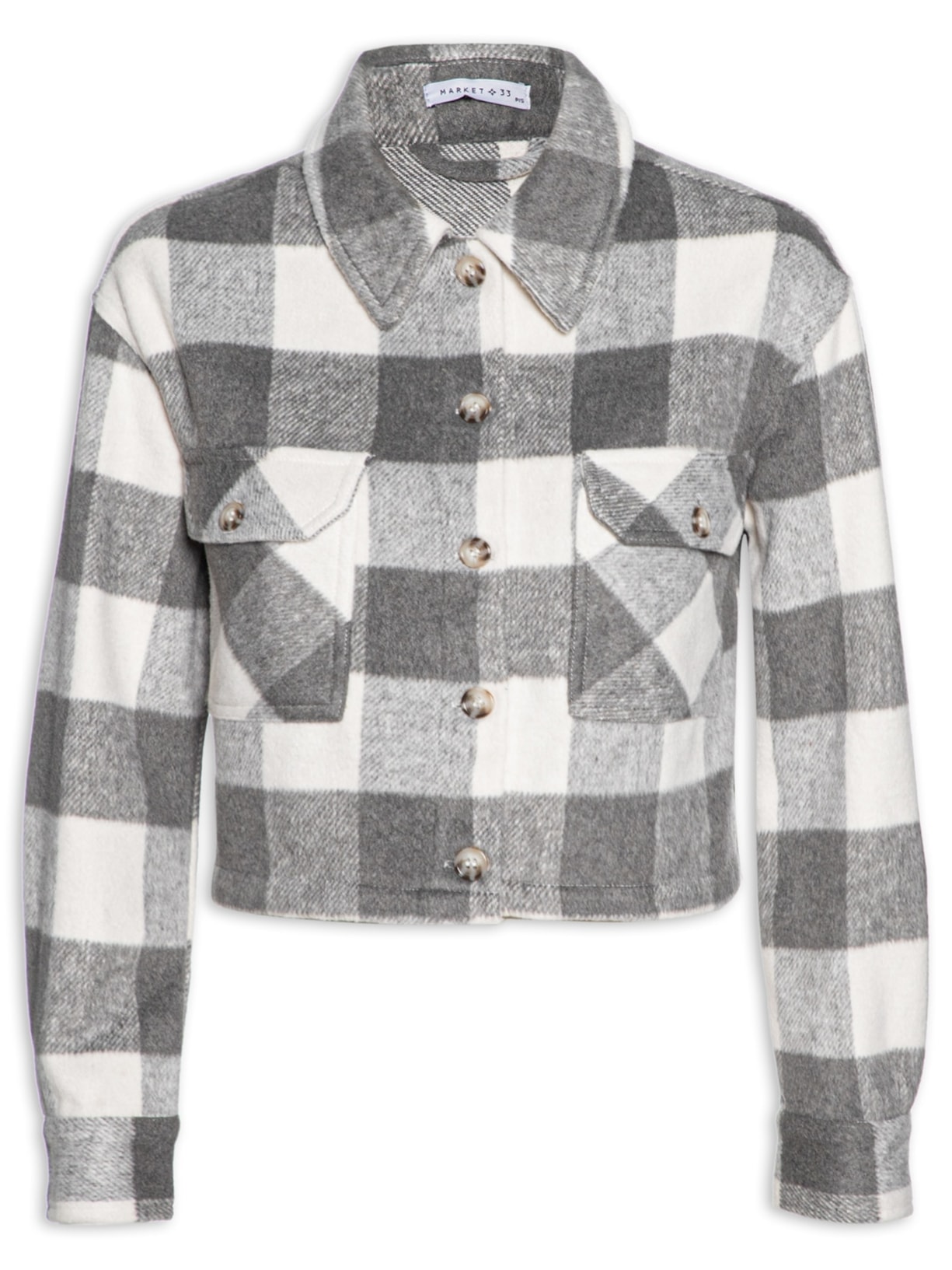 Casaco Feminino Xadrez - Cinza