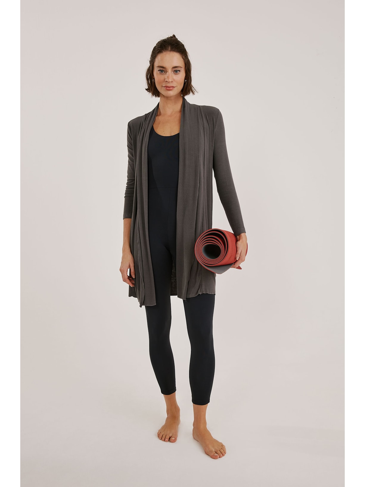 Casaco Grafite Canelado Bambu Comfort Yogini