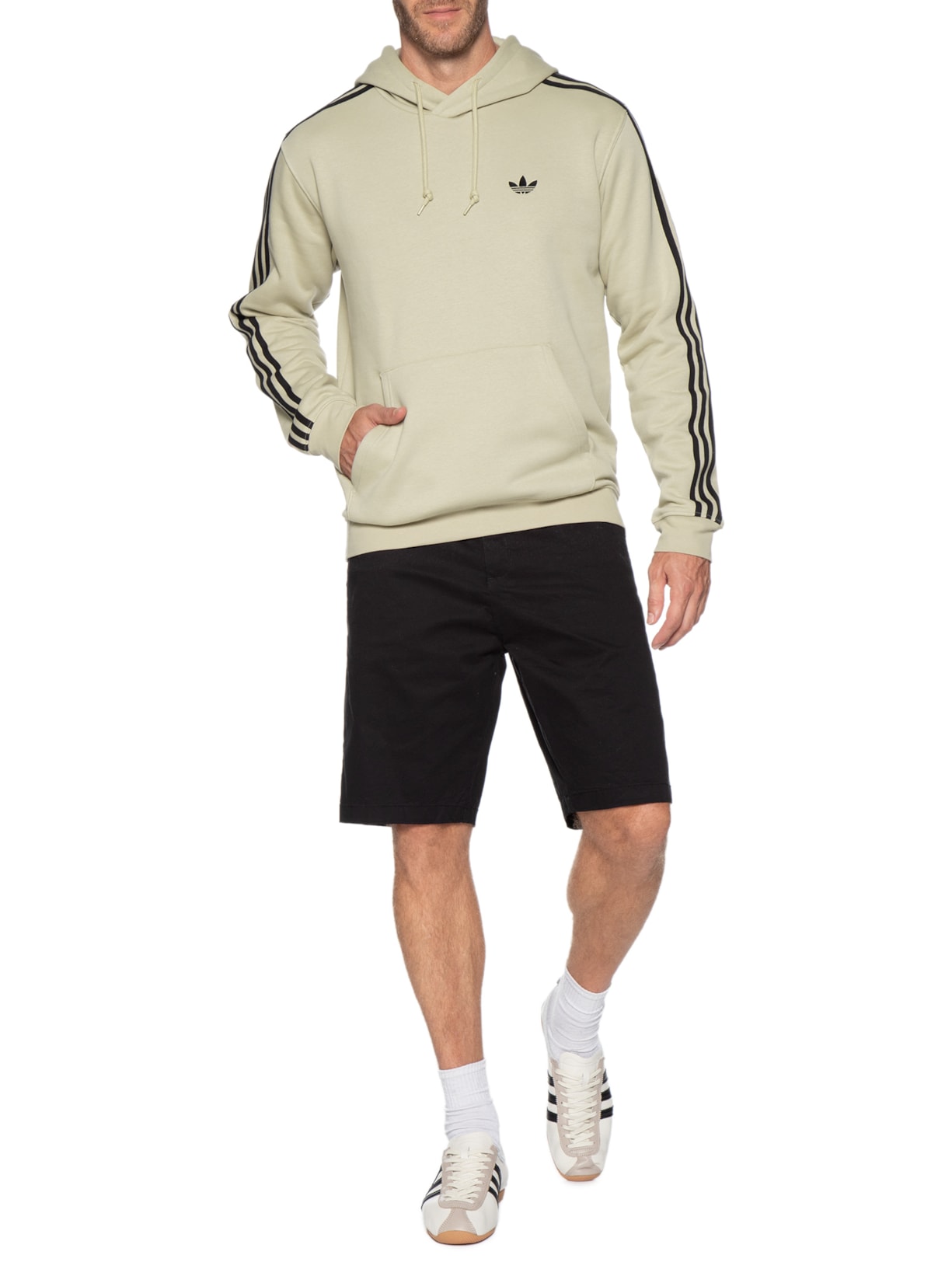 Casaco Masculino 3 Stripes Hooded Bege Adidas Originals
