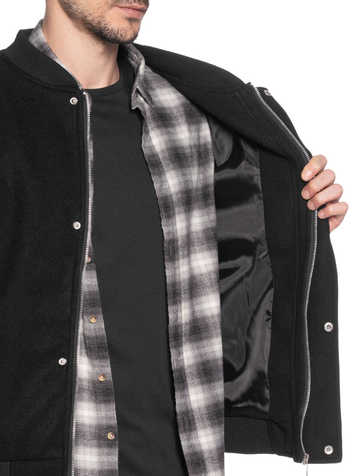 Casaco Masculino Bomber Lã Preto Basiq Men