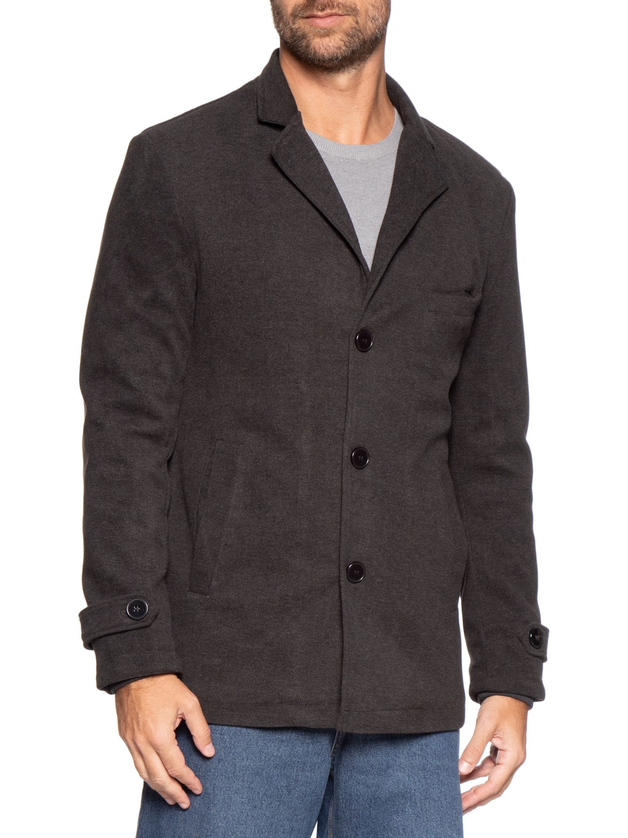 Casaco Masculino Botões Clássico Cinza '2 Essential