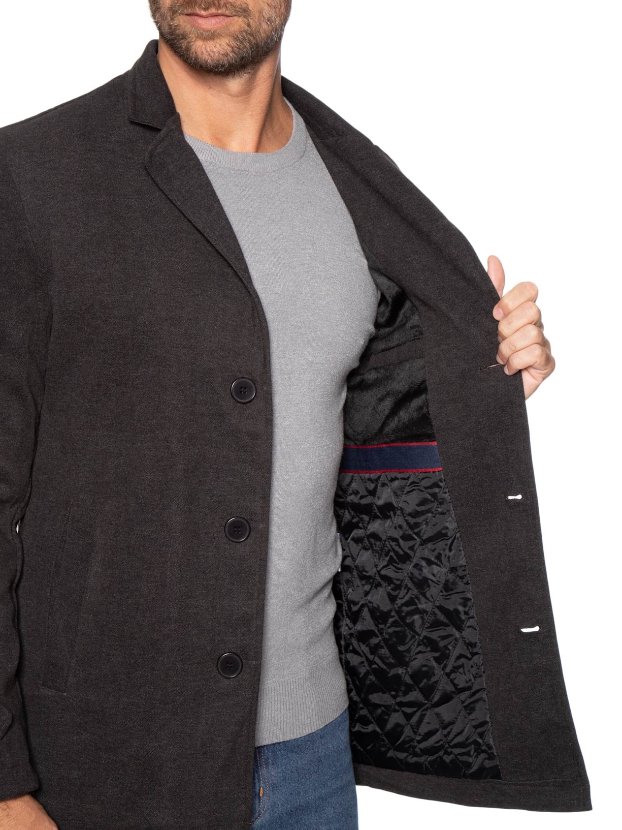 Casaco Masculino Botões Clássico Cinza '2 Essential