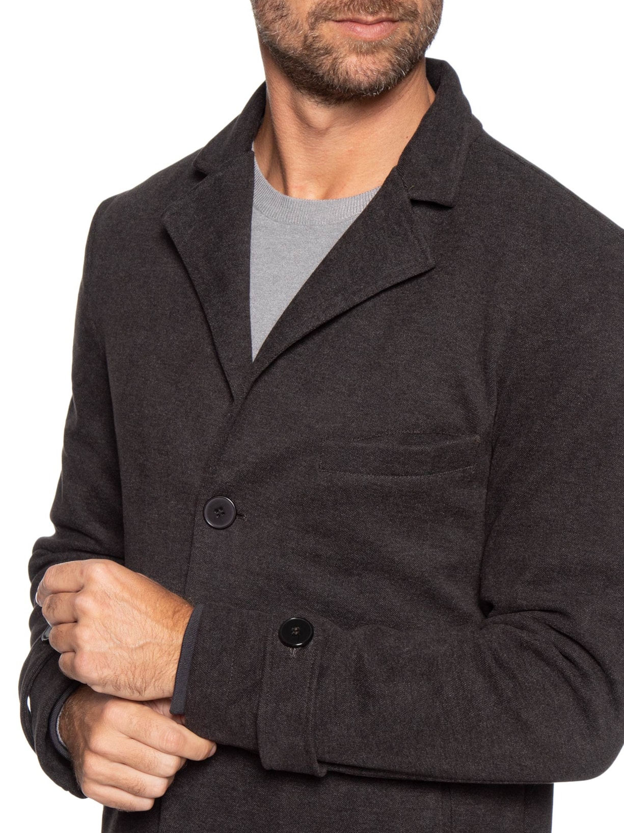 Casaco Masculino Botões Clássico Cinza '2 Essential