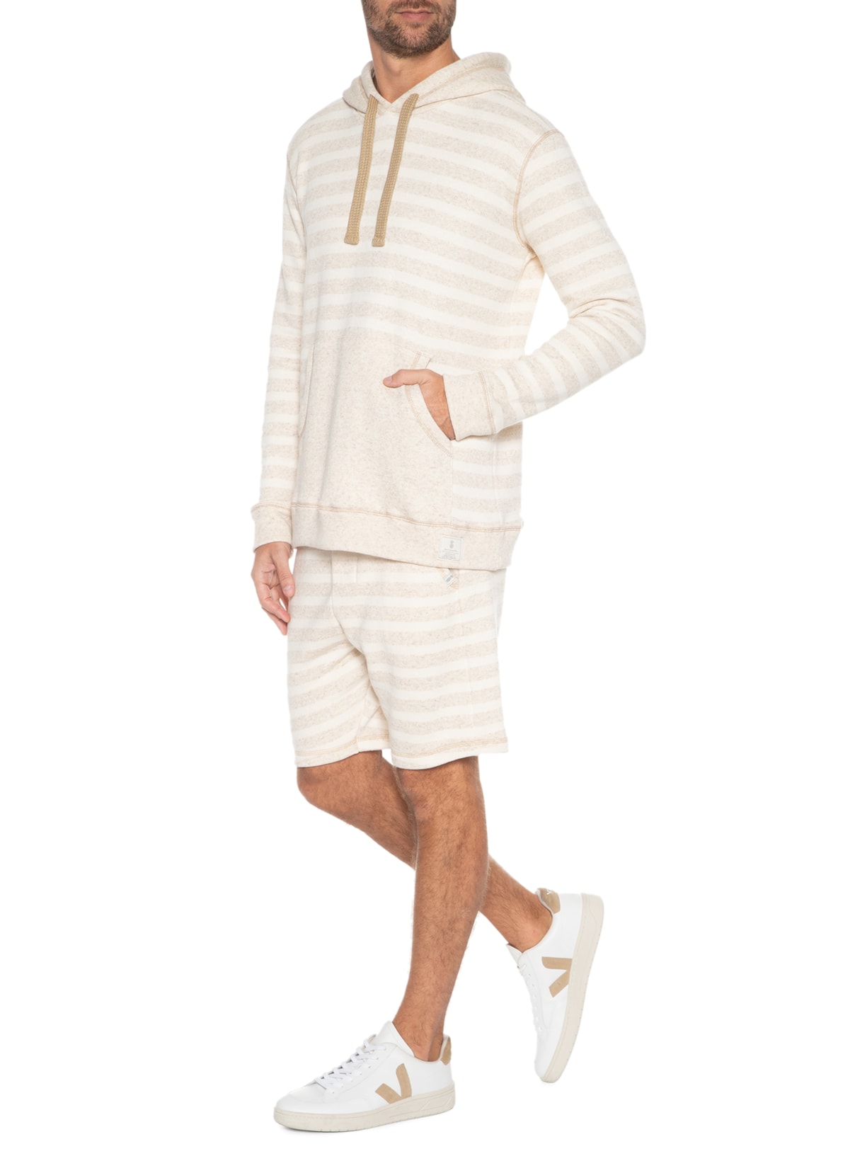 Casaco Masculino Canguru Listrado Bege Pineapple