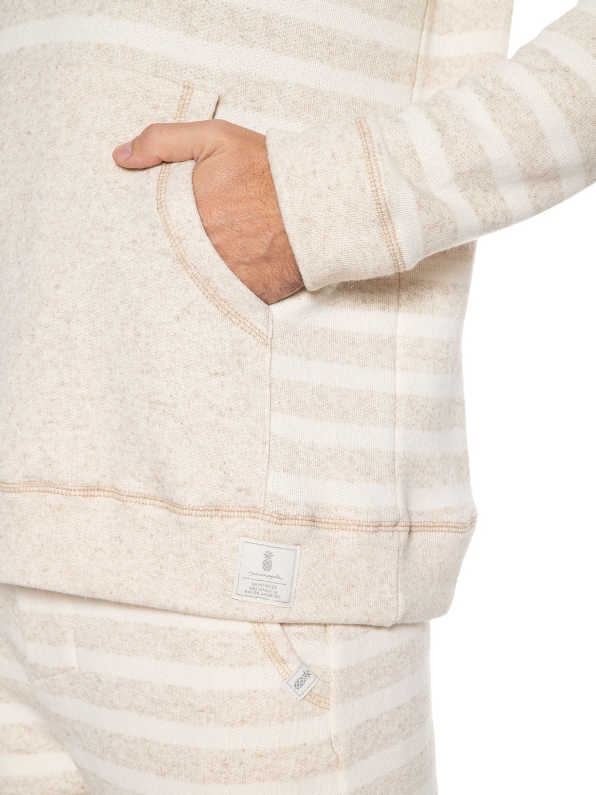 Casaco Masculino Canguru Listrado Bege Pineapple