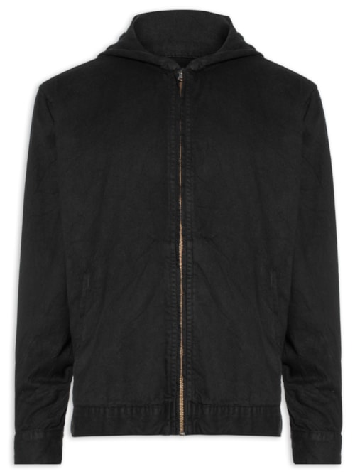 Casaco Masculino Capuz Twill Wrinkled - Preto