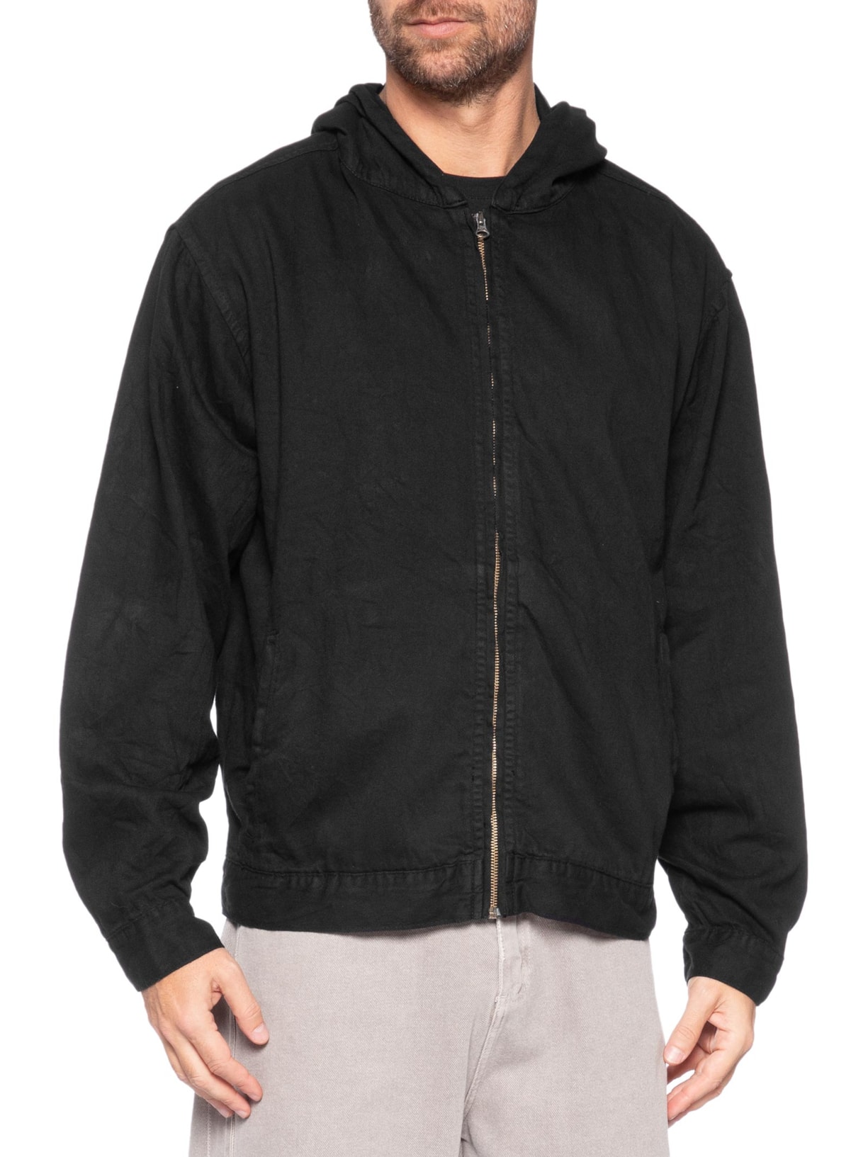 Casaco Masculino Capuz Twill Wrinkled Preto Osklen