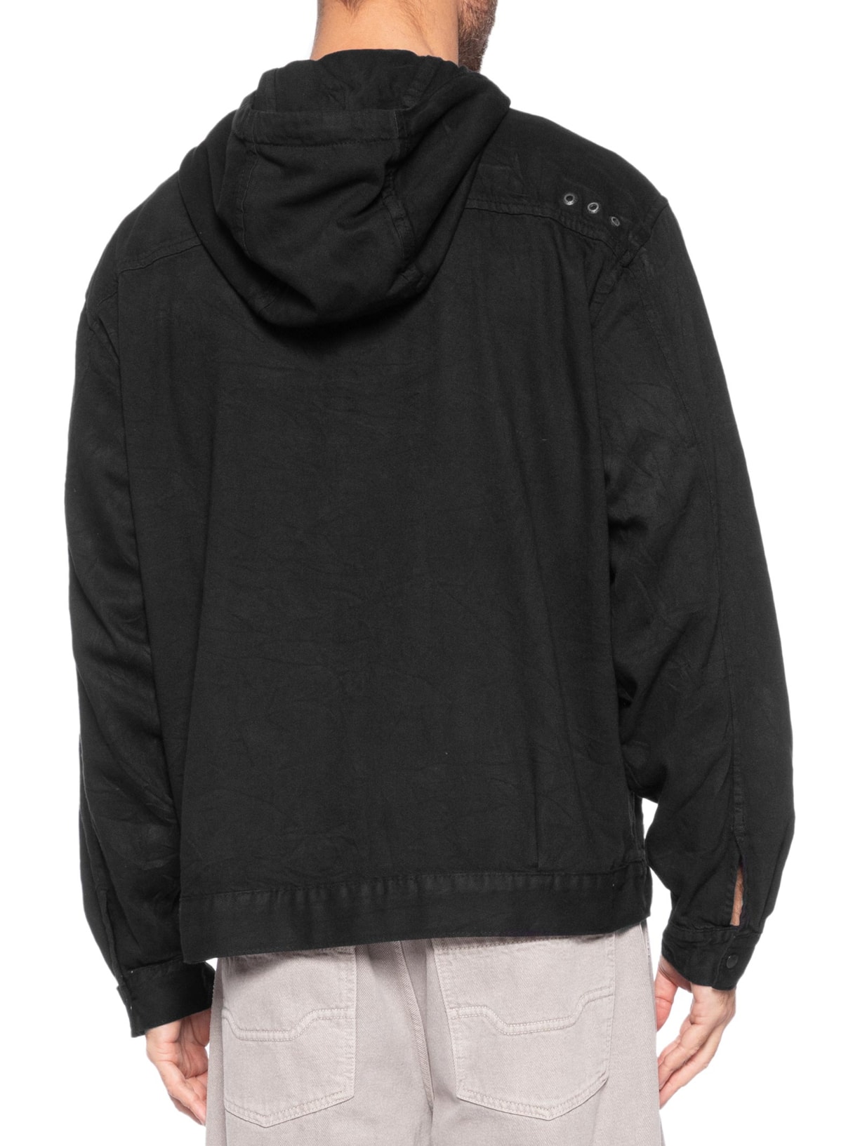 Casaco Masculino Capuz Twill Wrinkled Preto Osklen