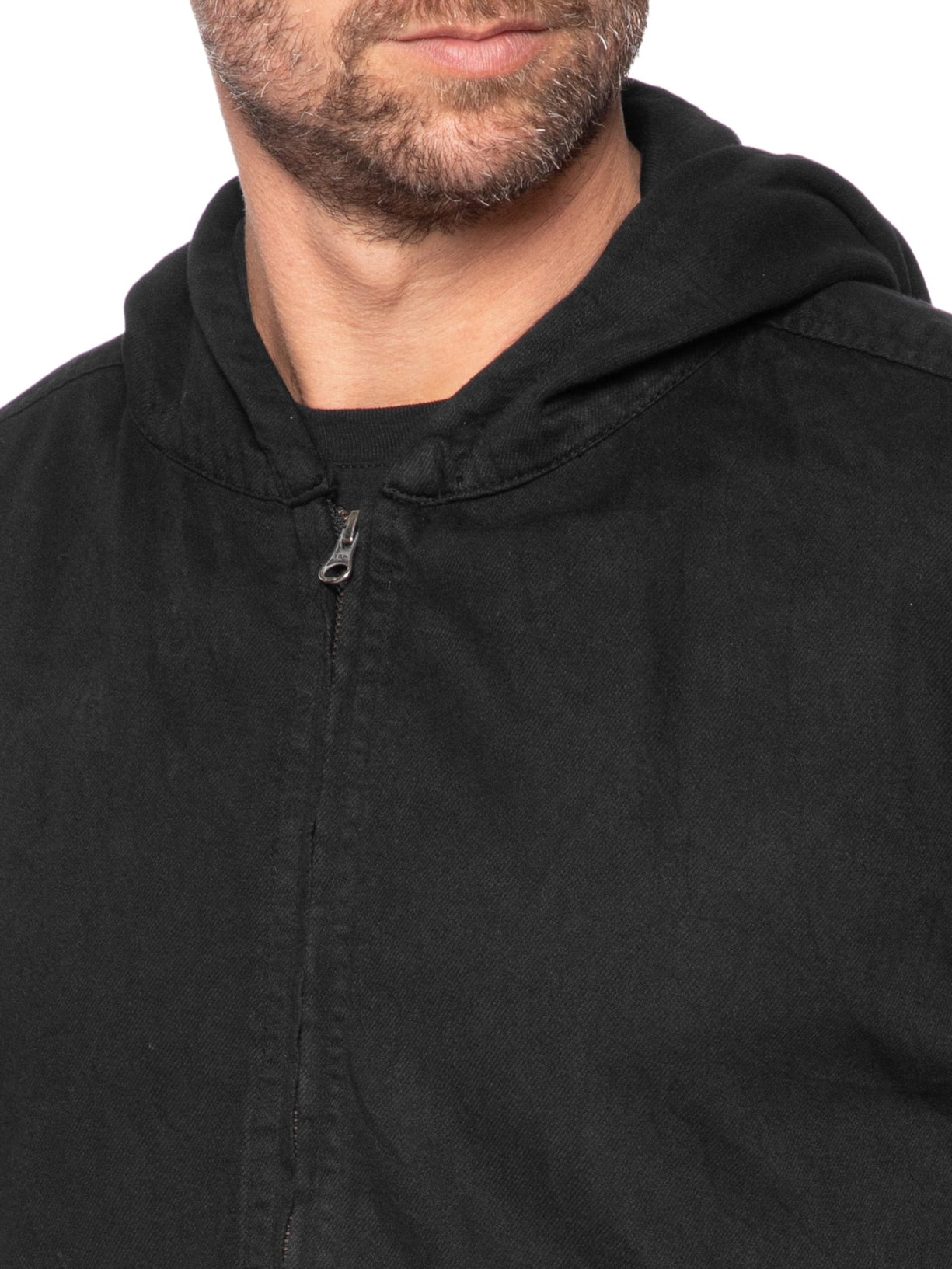Casaco Masculino Capuz Twill Wrinkled Preto Osklen